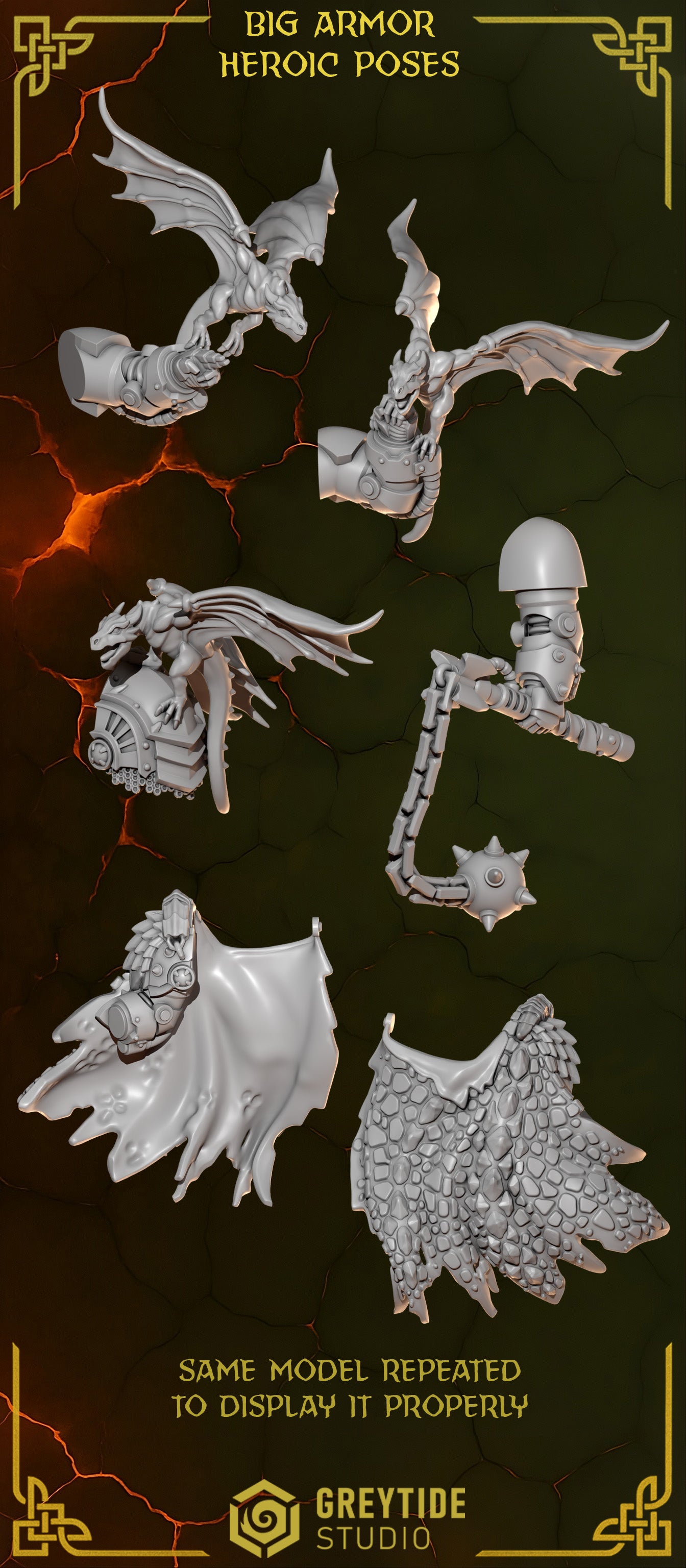 3d Printed Anvil Wardens Big Armor Hero Upgrade Kit by Greytide Studio