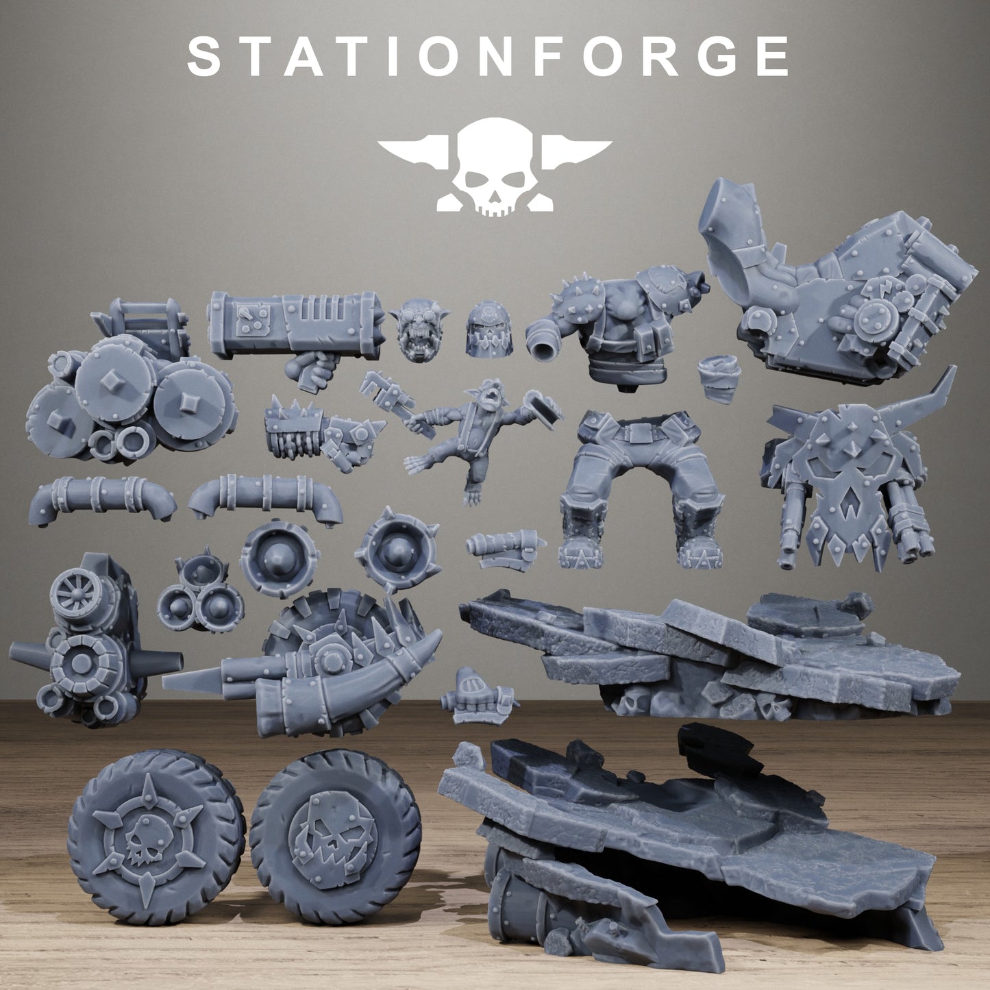 3D Printed Orkaz Biker Boss by StationForge Miniatures