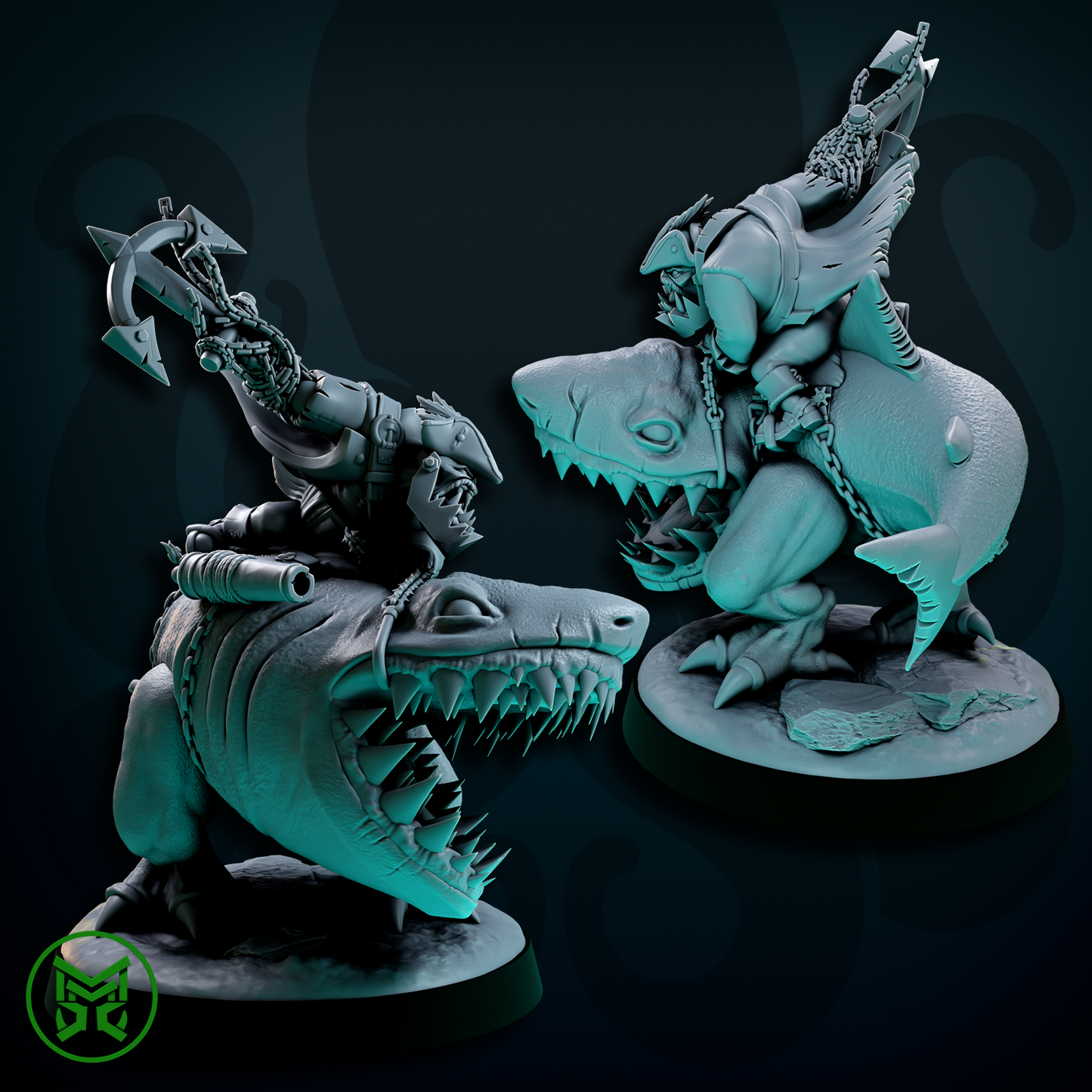 3d Printed Ork Shark Rider Boss by Mekka Miniatures