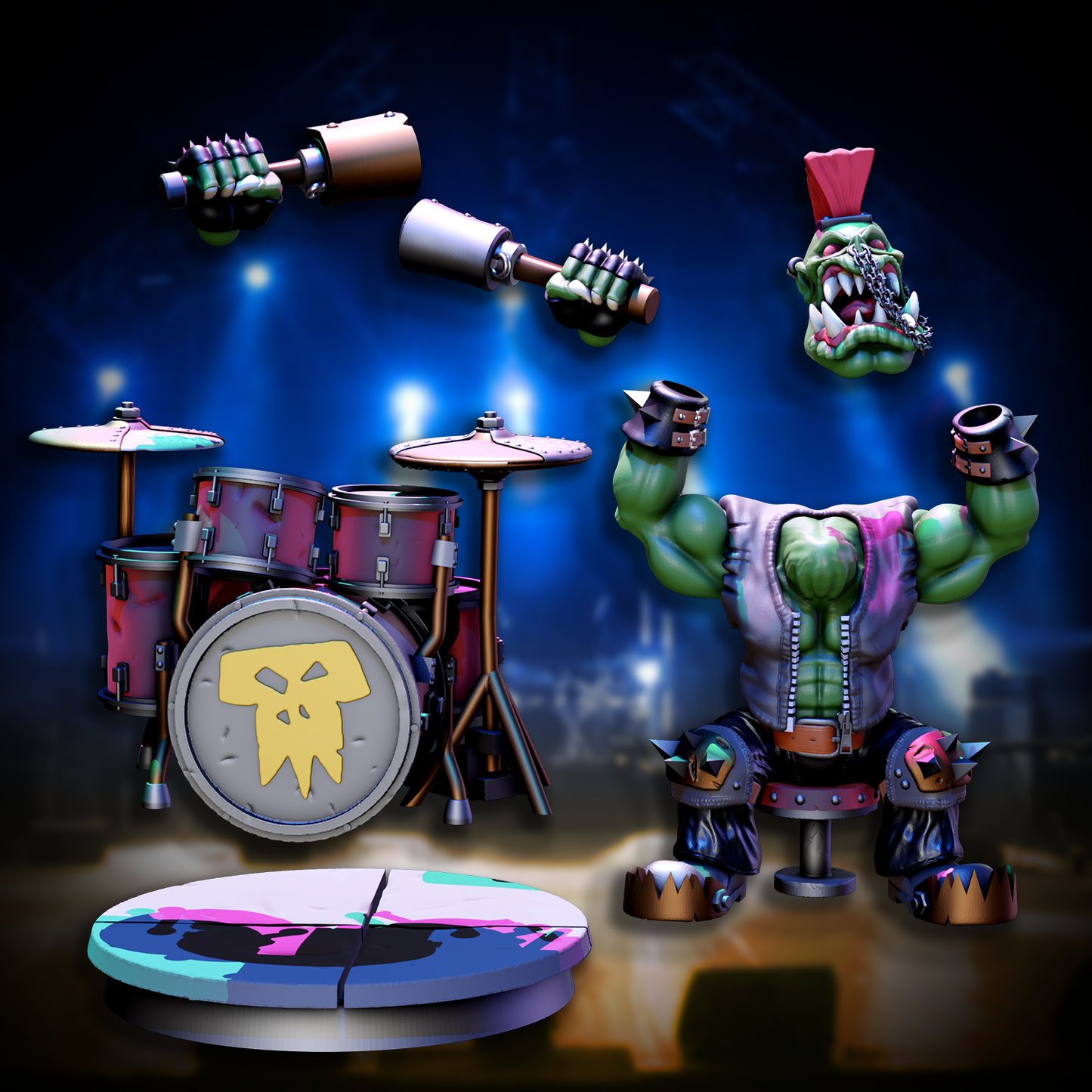 3d Printed Orc Rock Band by Mekka Miniatures