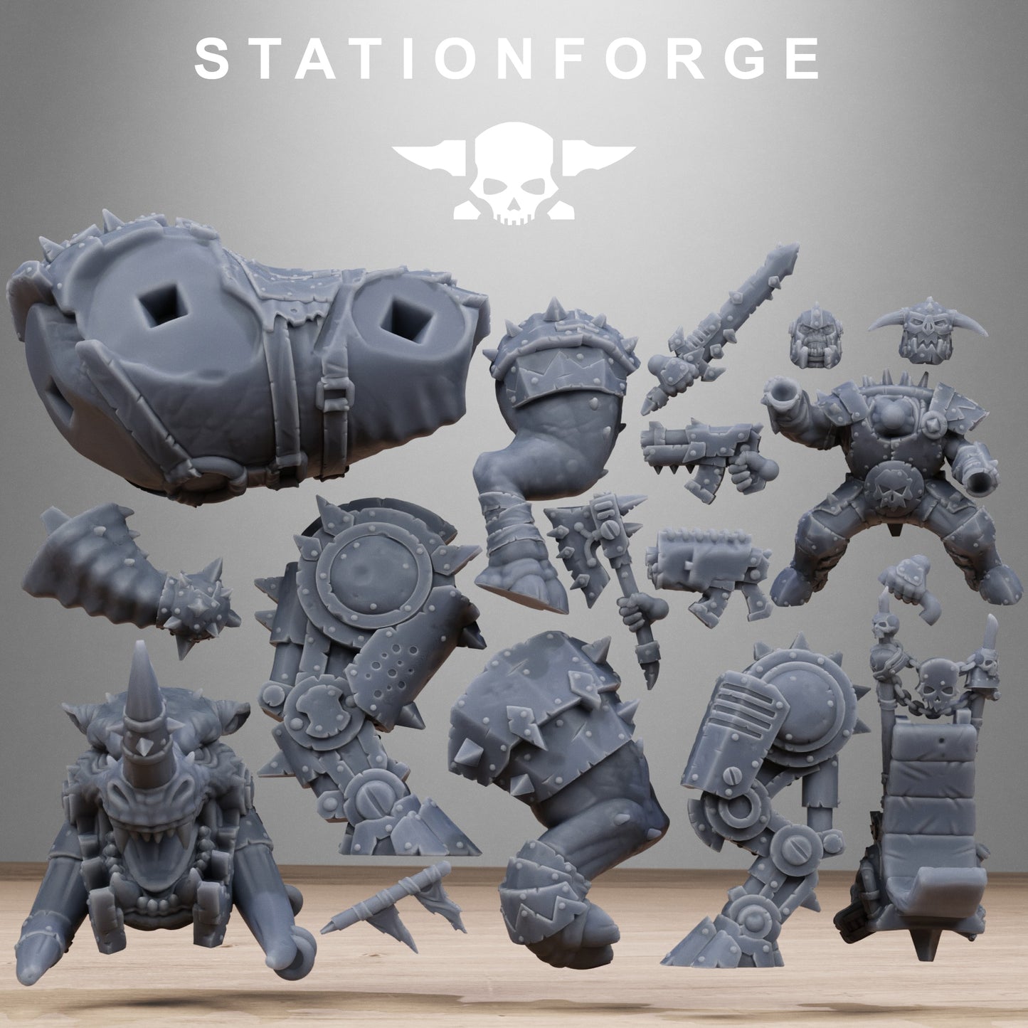 3D Printed Orkaz Brast-Rider Warlord by StationForge Miniatures
