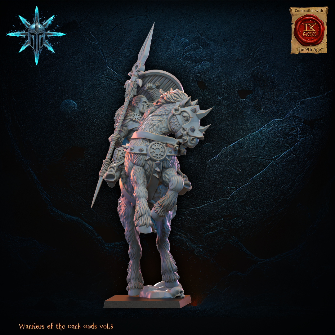 3D Printed Chaos Barbarian Cavalry Hero by Lost Kingdom Miniatures