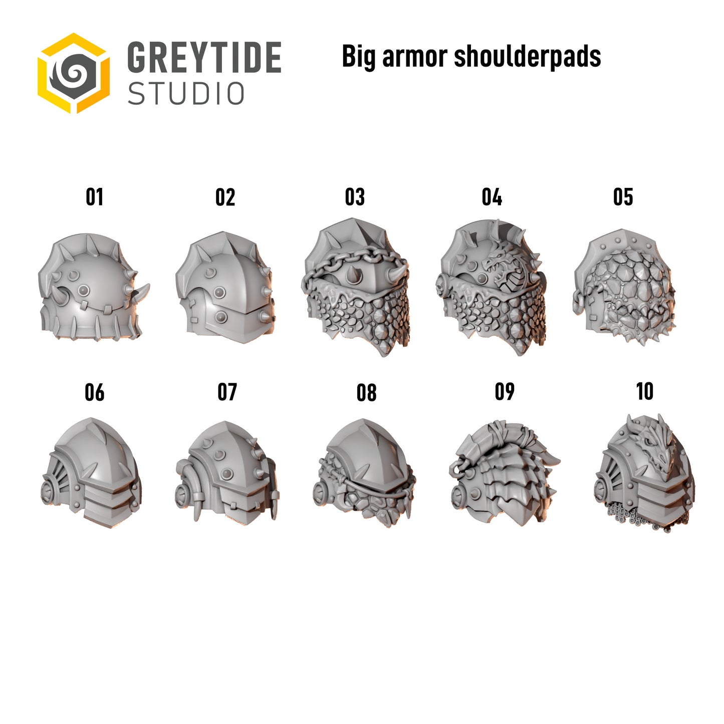 3d Printed Anvil Wardens Chunky Shoulderpads by Greytide Studio