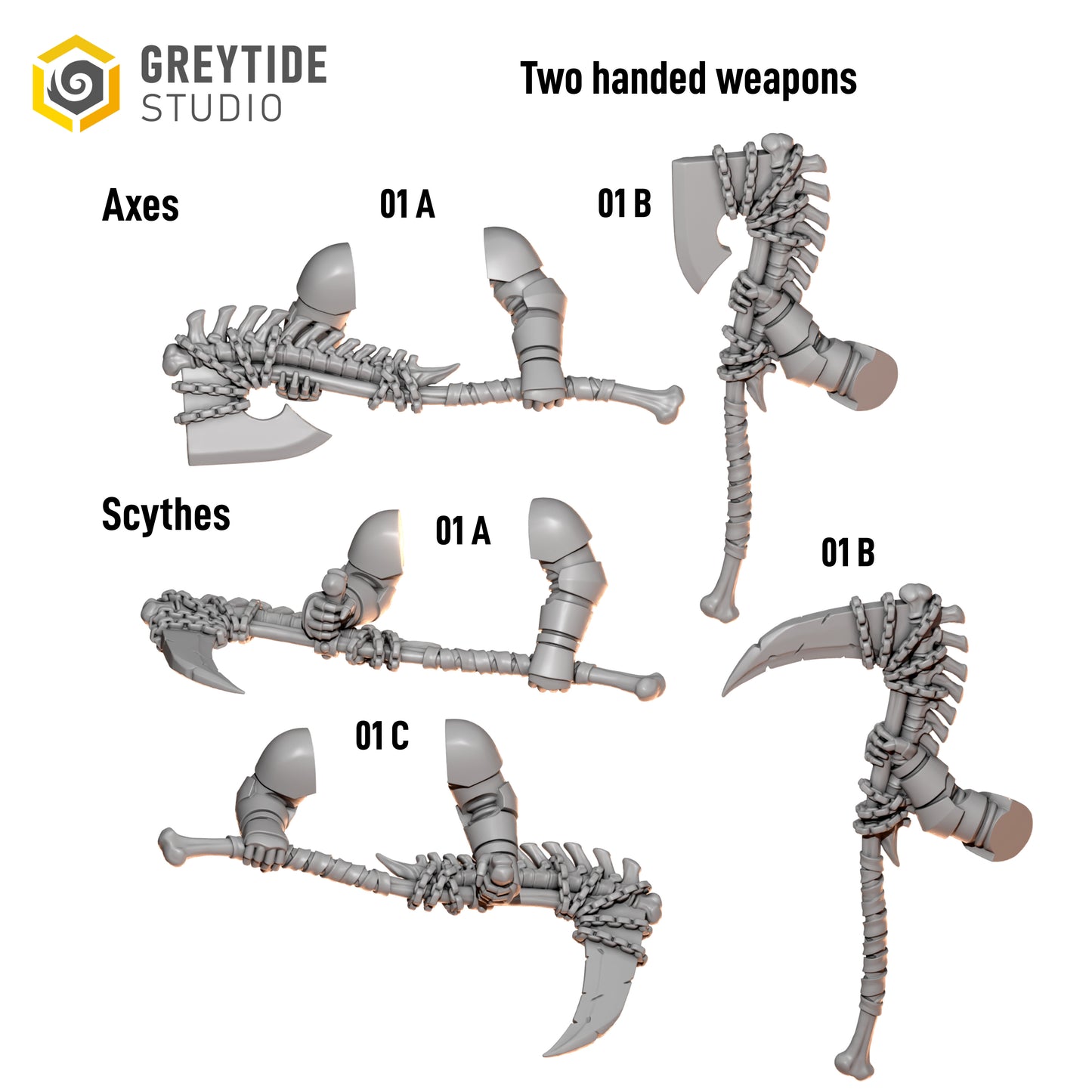3d Printed Cursed Company 2 Handed Weapon Kit by Greytide Studio