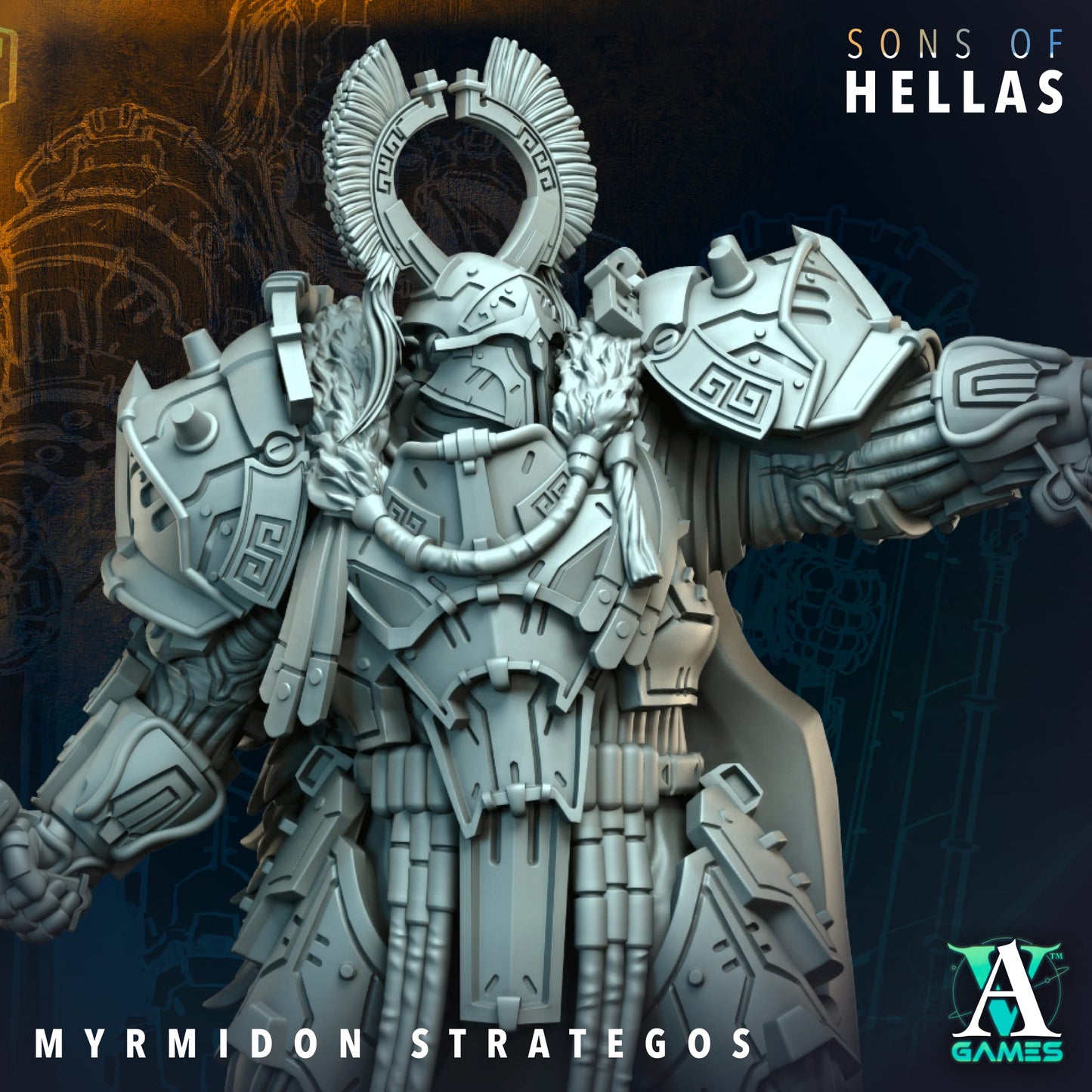 3D Printed Myrmidon Strategos by Archvillain Games