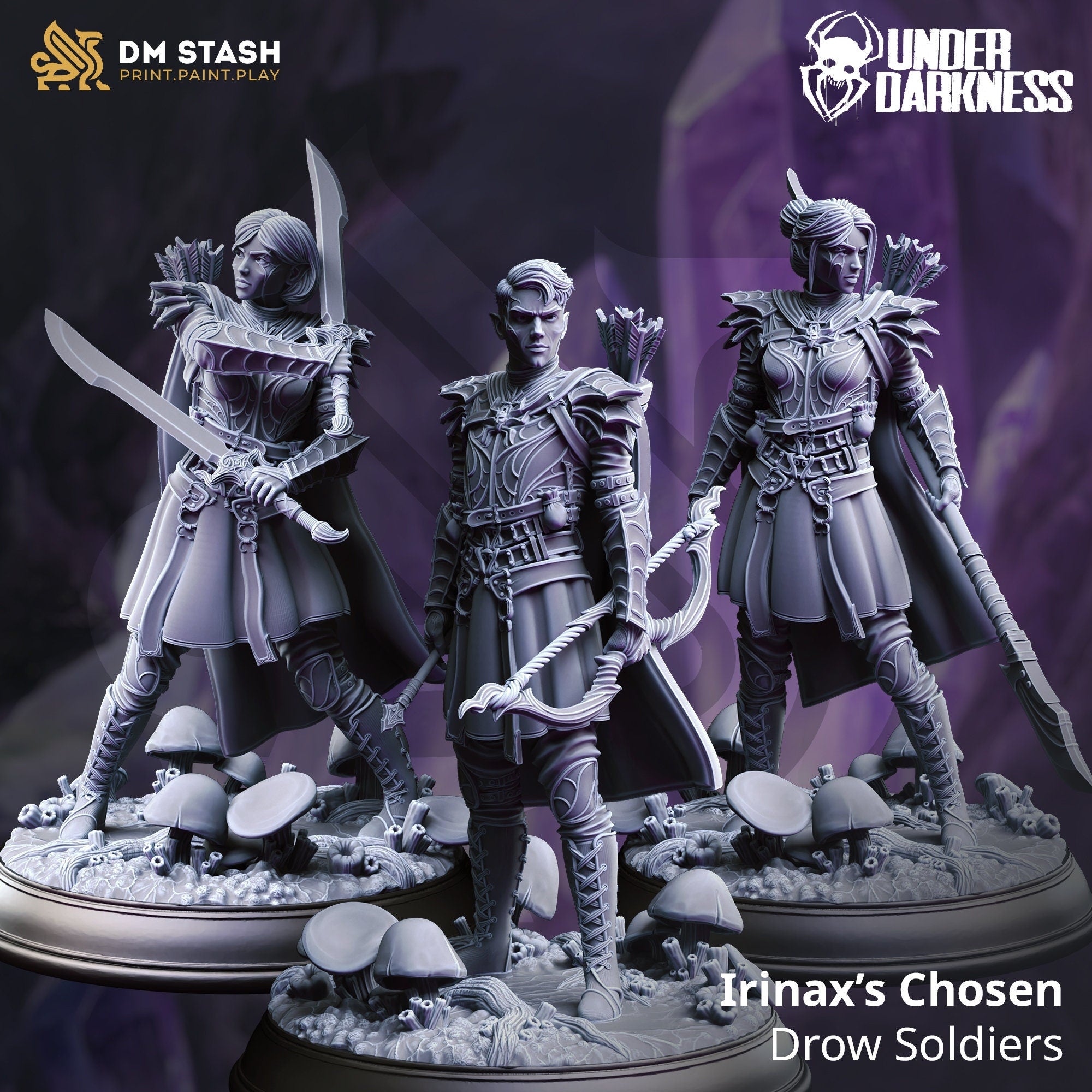 3d Printed Drow Soldiers X3 By Dm Stash Last Hope Miniatures 8939