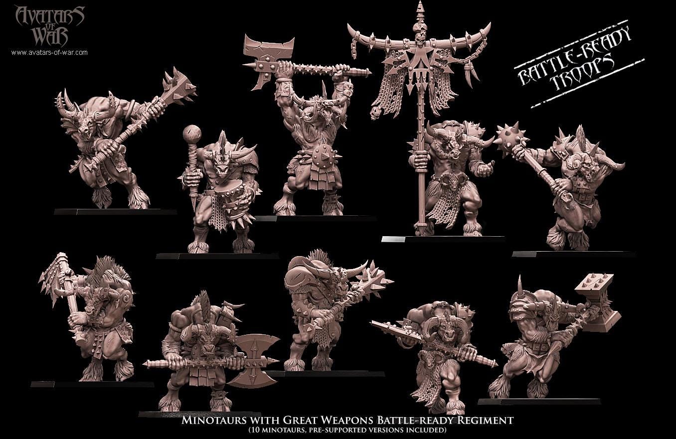 3D printed Minotaur Battle Ready Regiment by Avatars of War