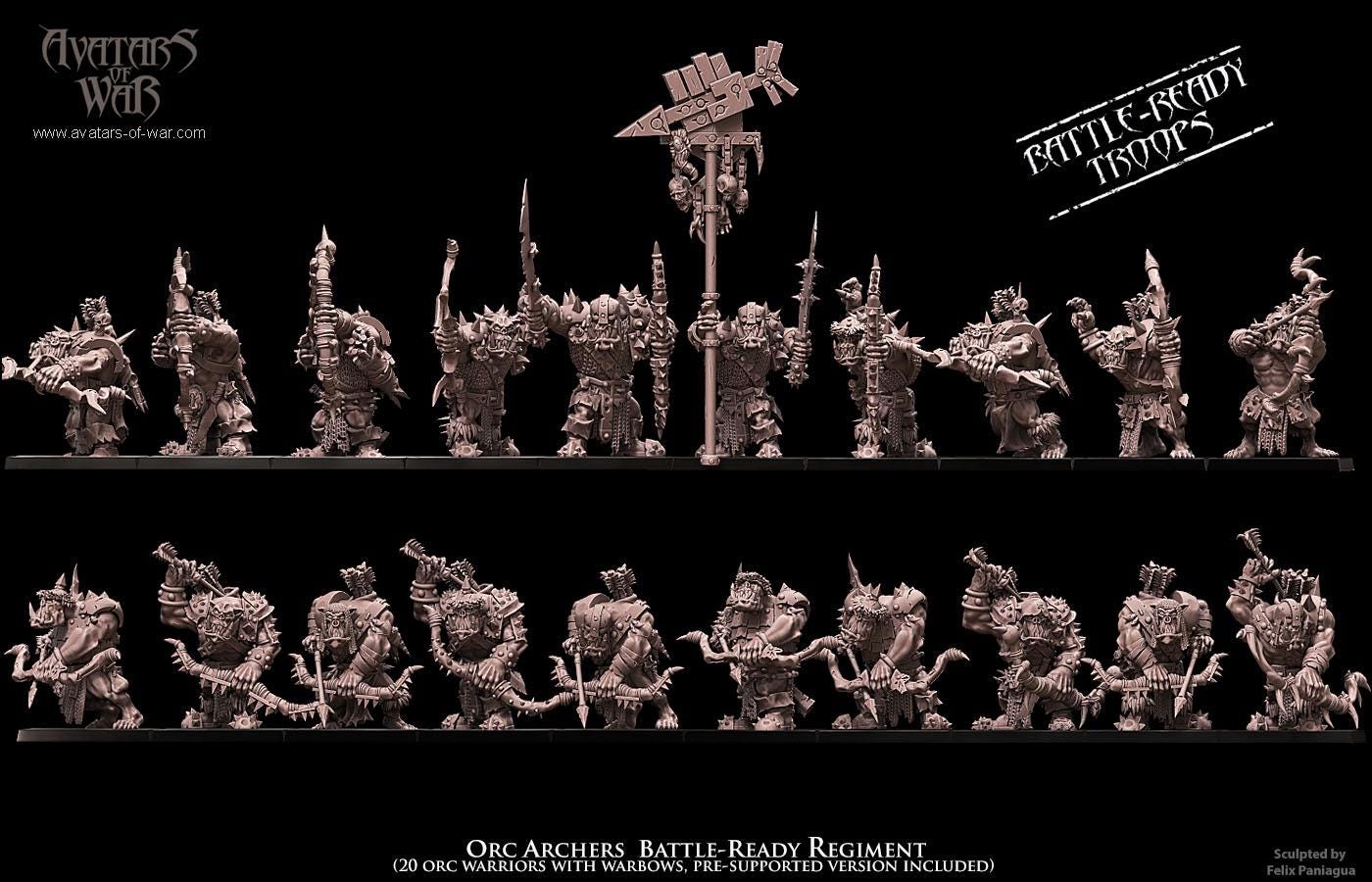 3D printed Orc Archers Regiment by Avatars of War