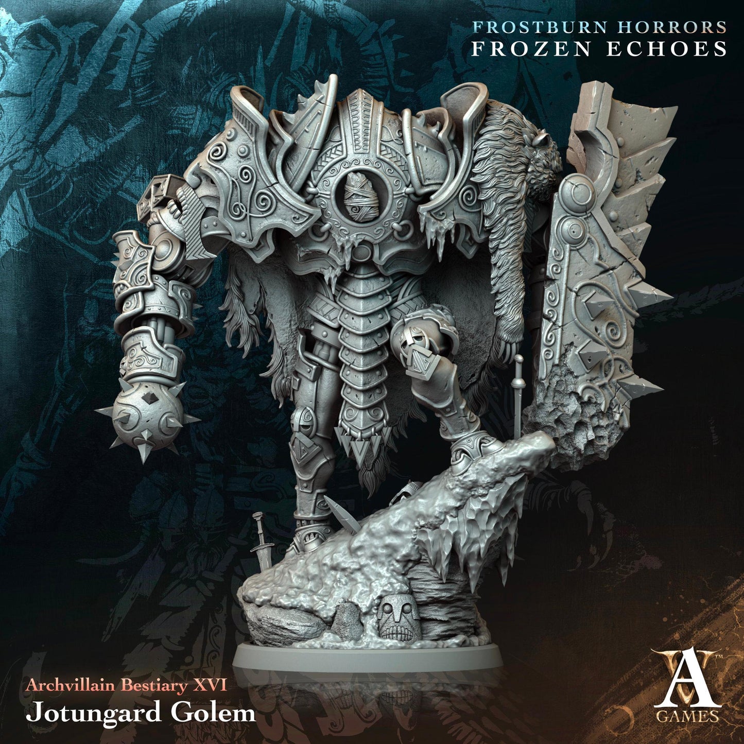 3D Printed Jotungard Golem by Archvillain Games