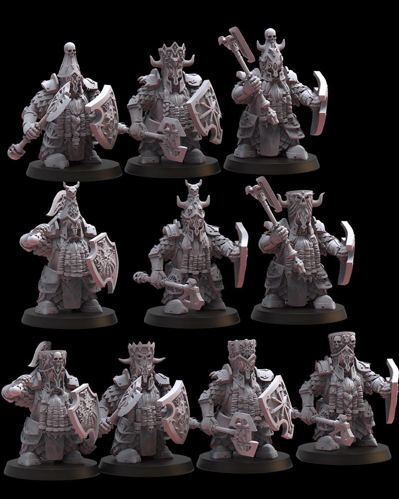 3d Printed Black Iron Dwarves by Lost Kingdom Miniatures