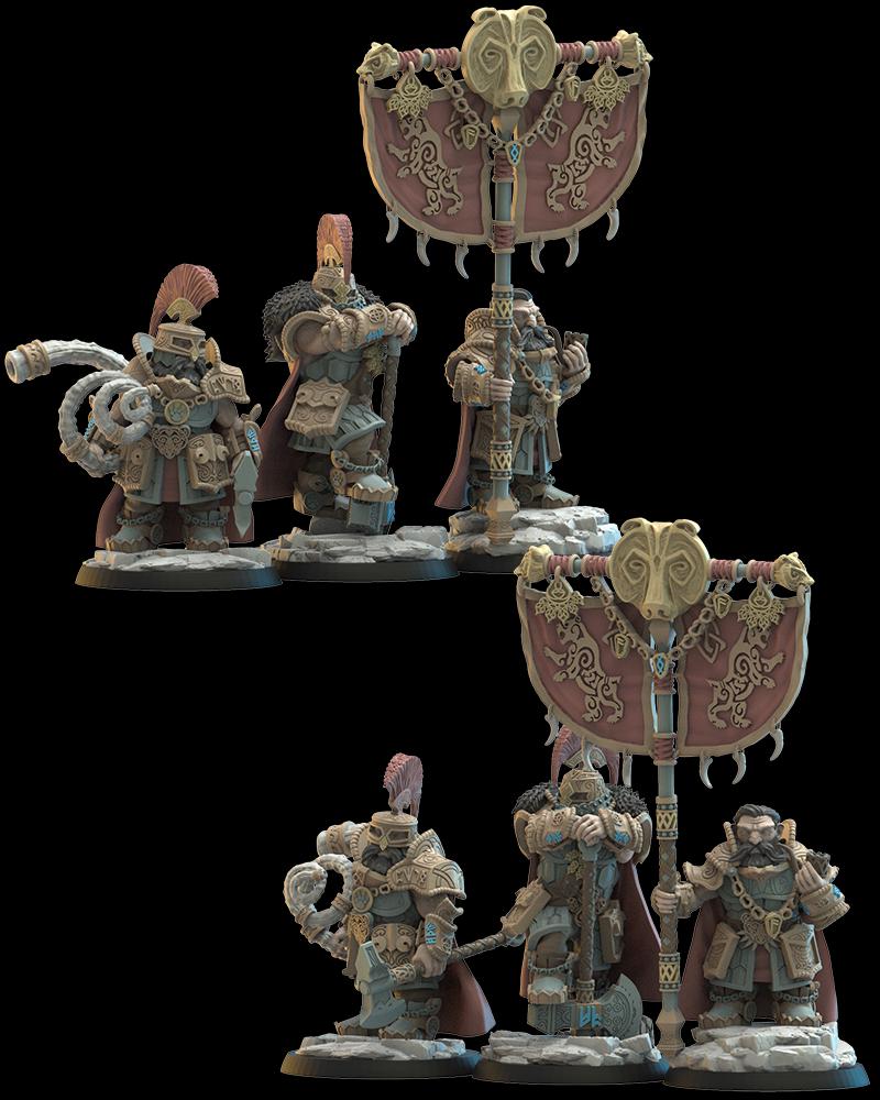 3d Printed Dwarf Magyabor Guard Command Group by Lost Kingdom Miniatures