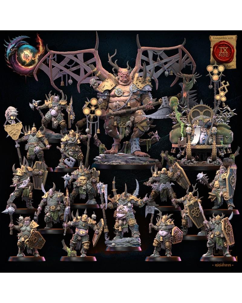 3D Printed Gluttony Warriors Command Group by Lost Kingdom Miniatures