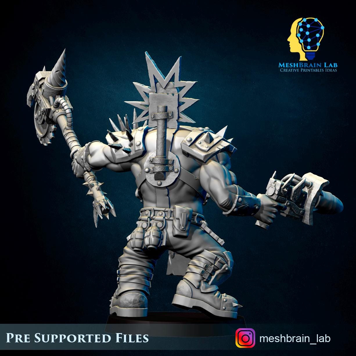 3d Printed Ork Tank Hunter Boss by Meshbrain Labs Miniatures