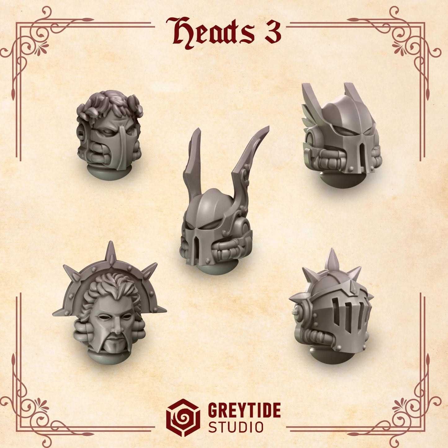 3d Printed Crimson Lords Heads #3 x10 by Greytide Studio