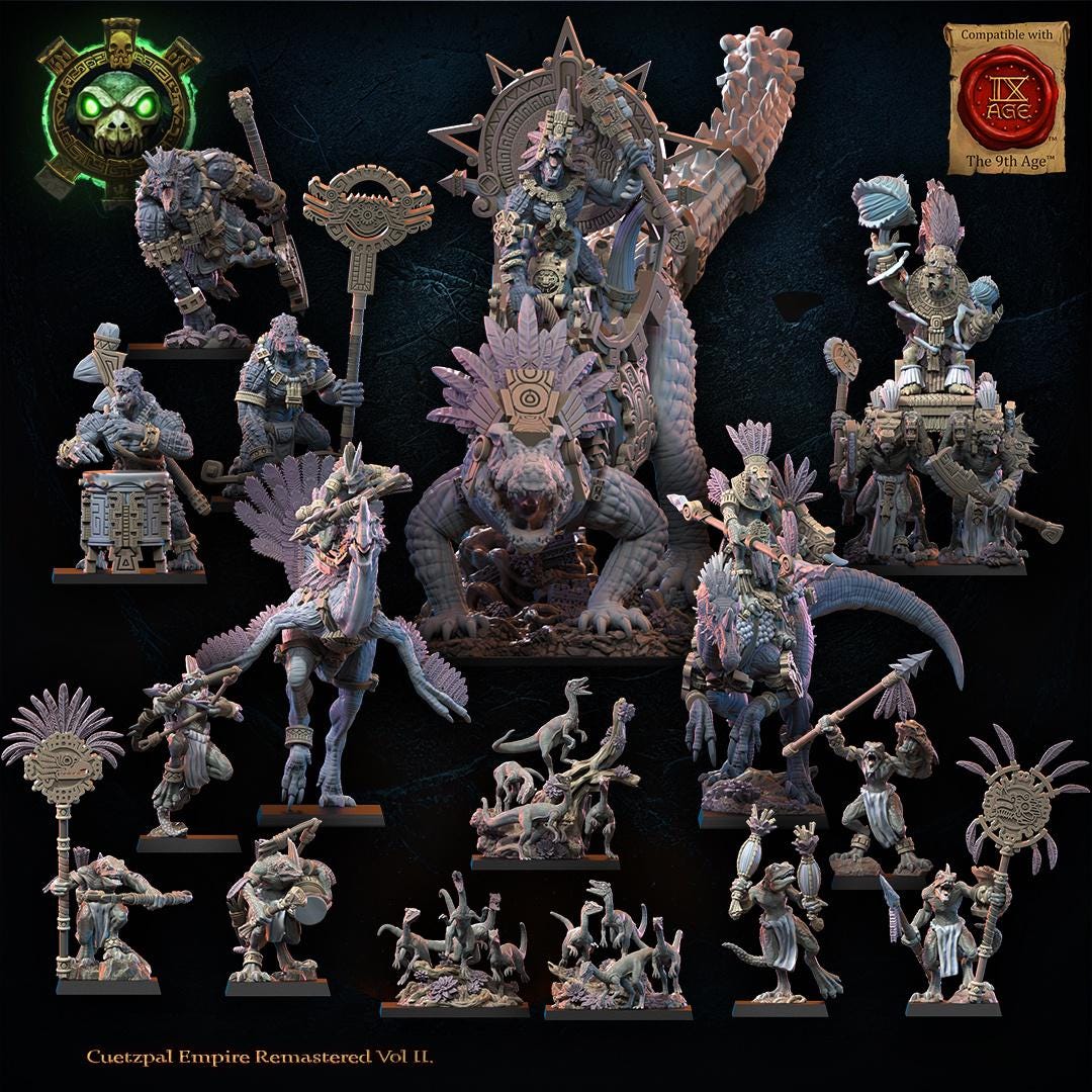 3d Printed Ceratomimus with Spear Rider by Lost Kingdom Miniatures