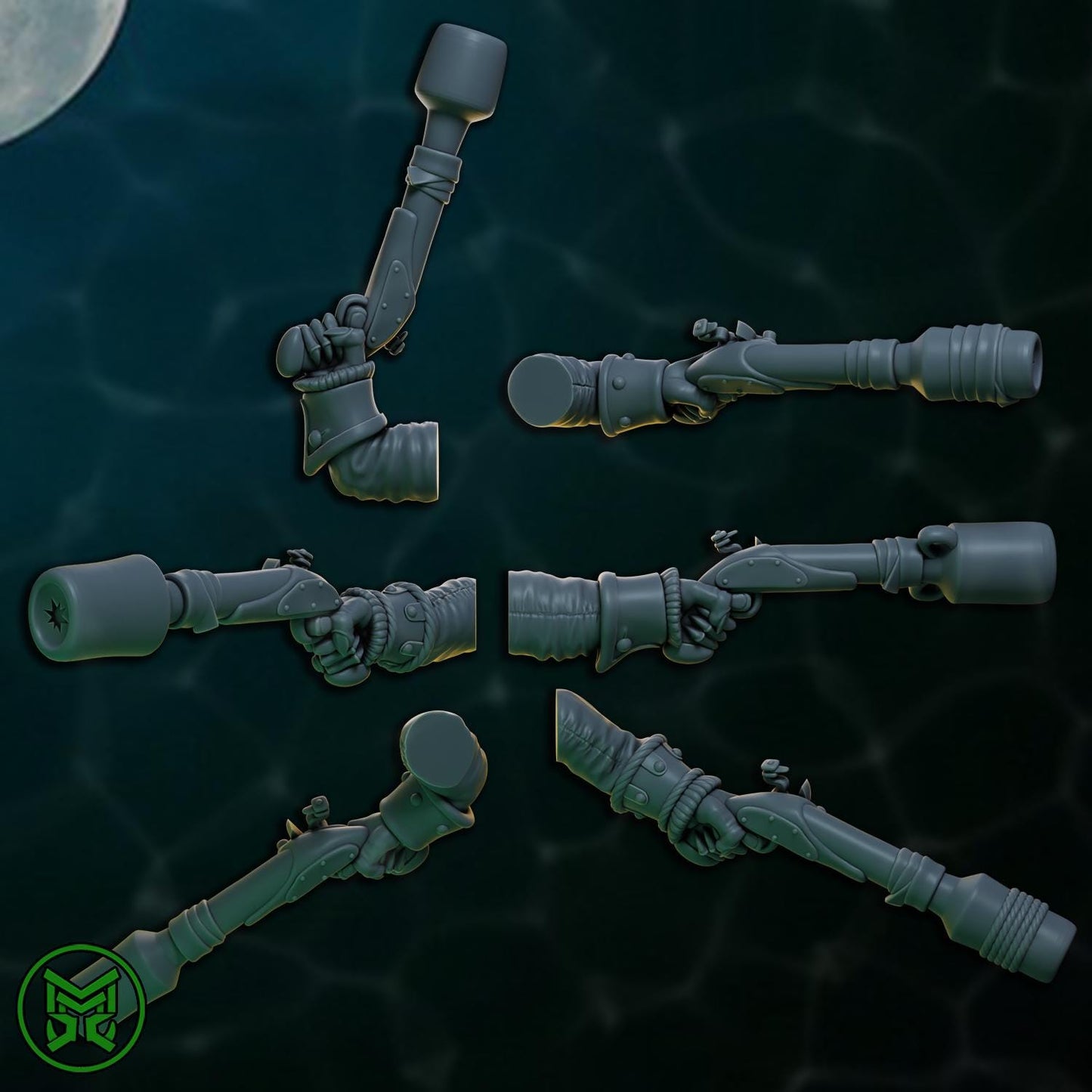 3d Printed Sneaky Pirate Orc Pistoleers x6 by Mekka Miniatures