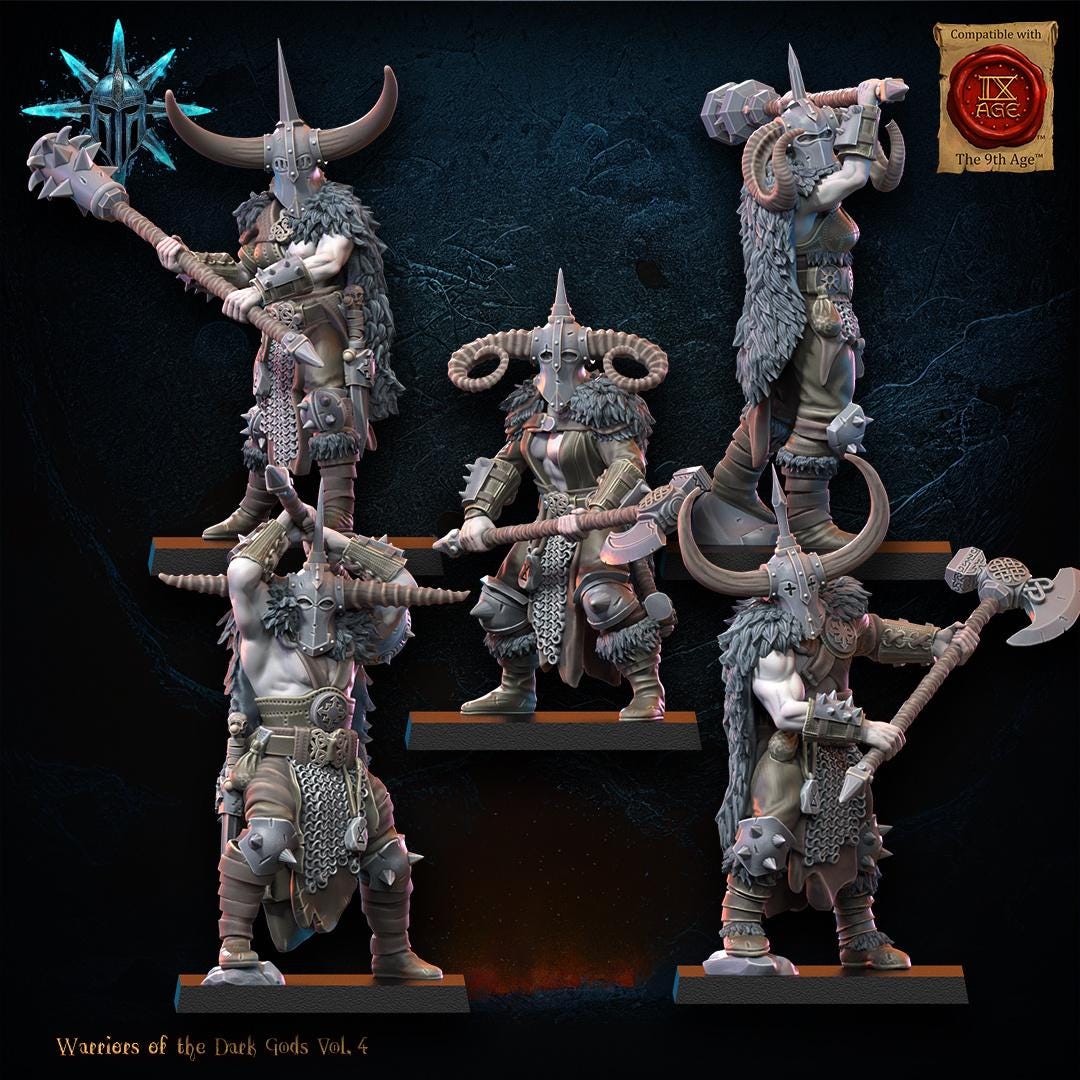 3D Printed Heavy Weapon Chaos Barbarian Regiment x10 by Lost Kingdom Miniatures