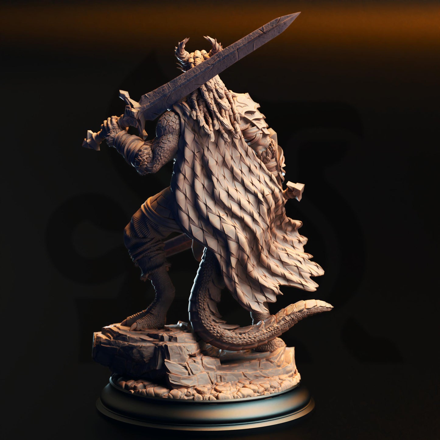 3D Printed Black Dragonborn Barbarian by DM Stash