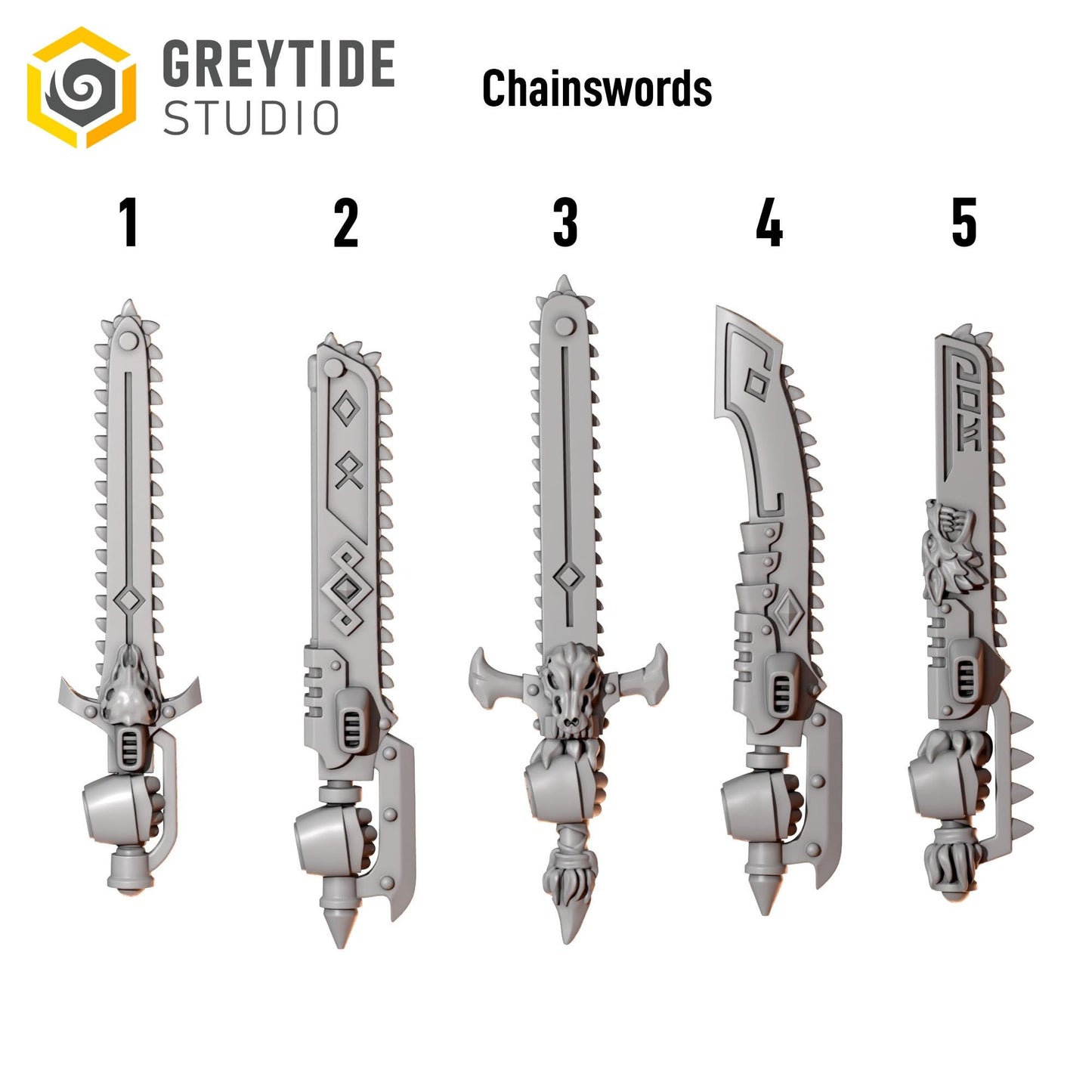 3d Printed Primal Hounds Big Chainswords x10 by Greytide Studio