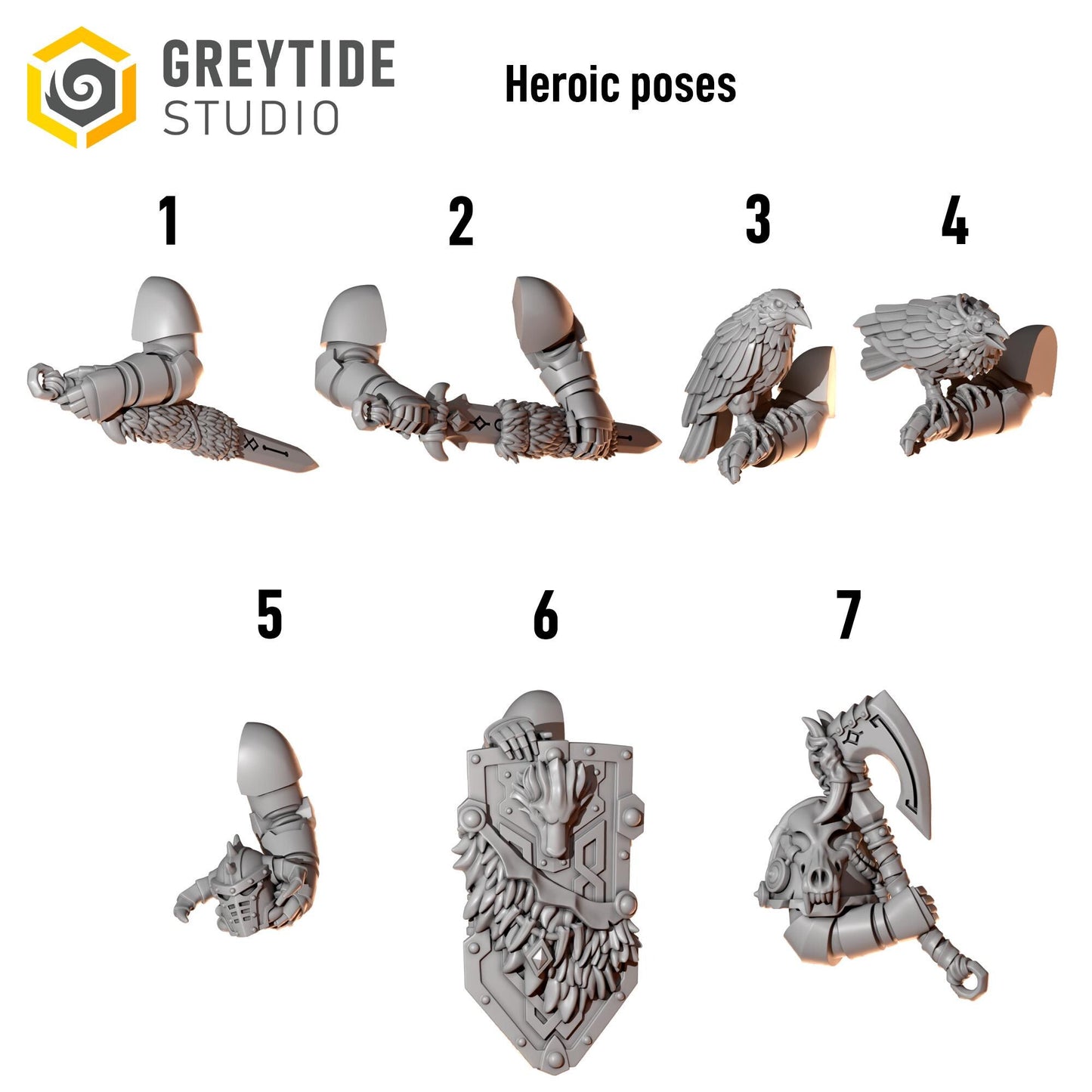 3d Printed Primal Hounds Heroic Poses by Greytide Studio