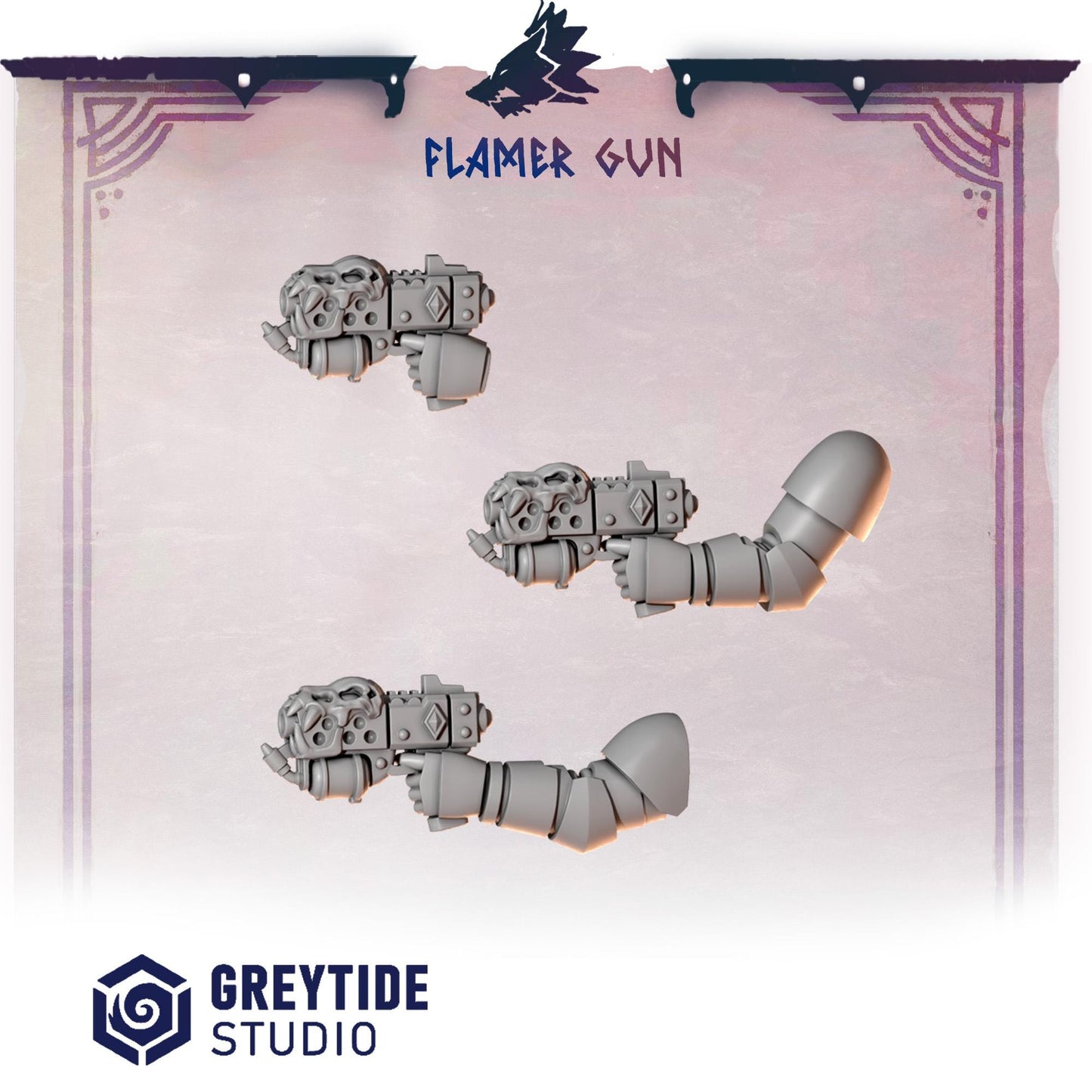 3d Printed Primal Hounds Flamer Guns x6 by Greytide Studio