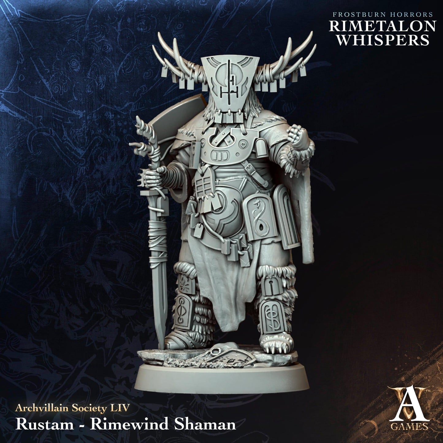 3D Printed Rustam - Rimewind Shaman by Archvillain Games