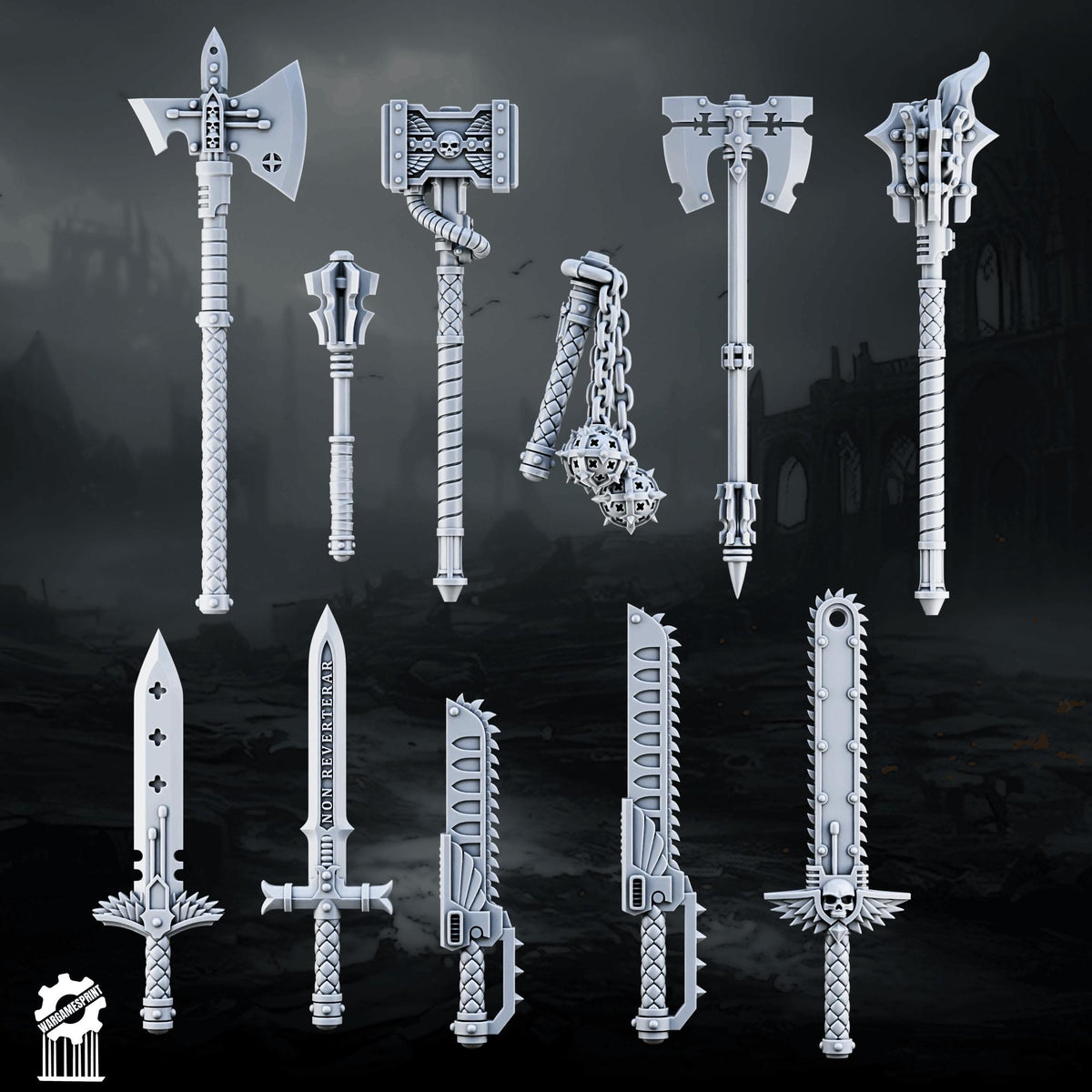 3d Printed Marine Crusader Melee Weapons Kit - 60+ pieces by Wargames Print