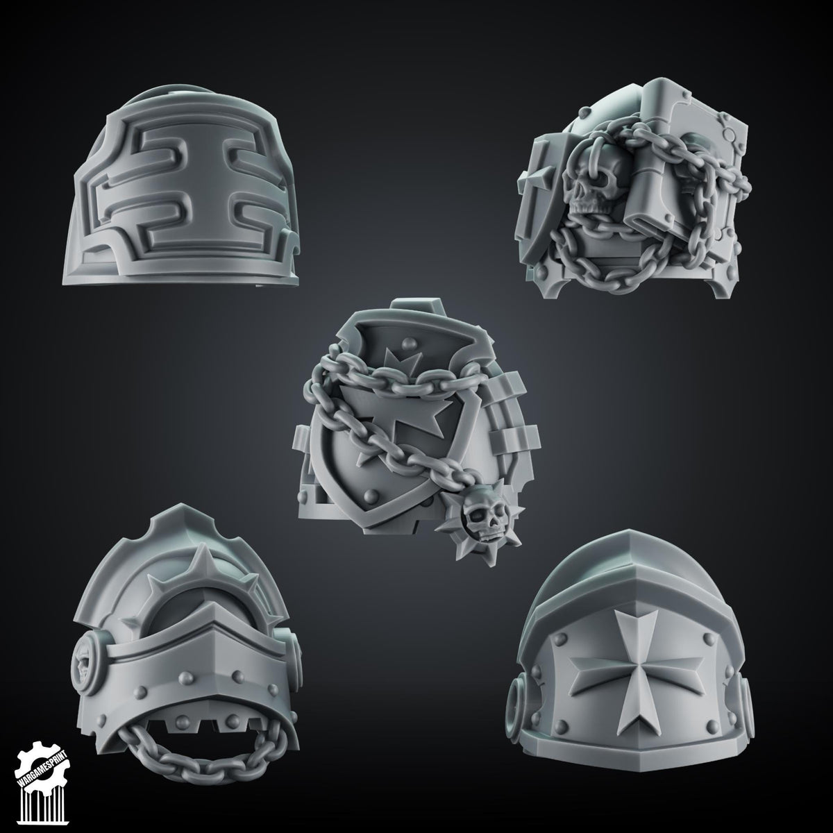 3d Printed Marine Crusader Shoulders Set #3 x10 by Wargames Print