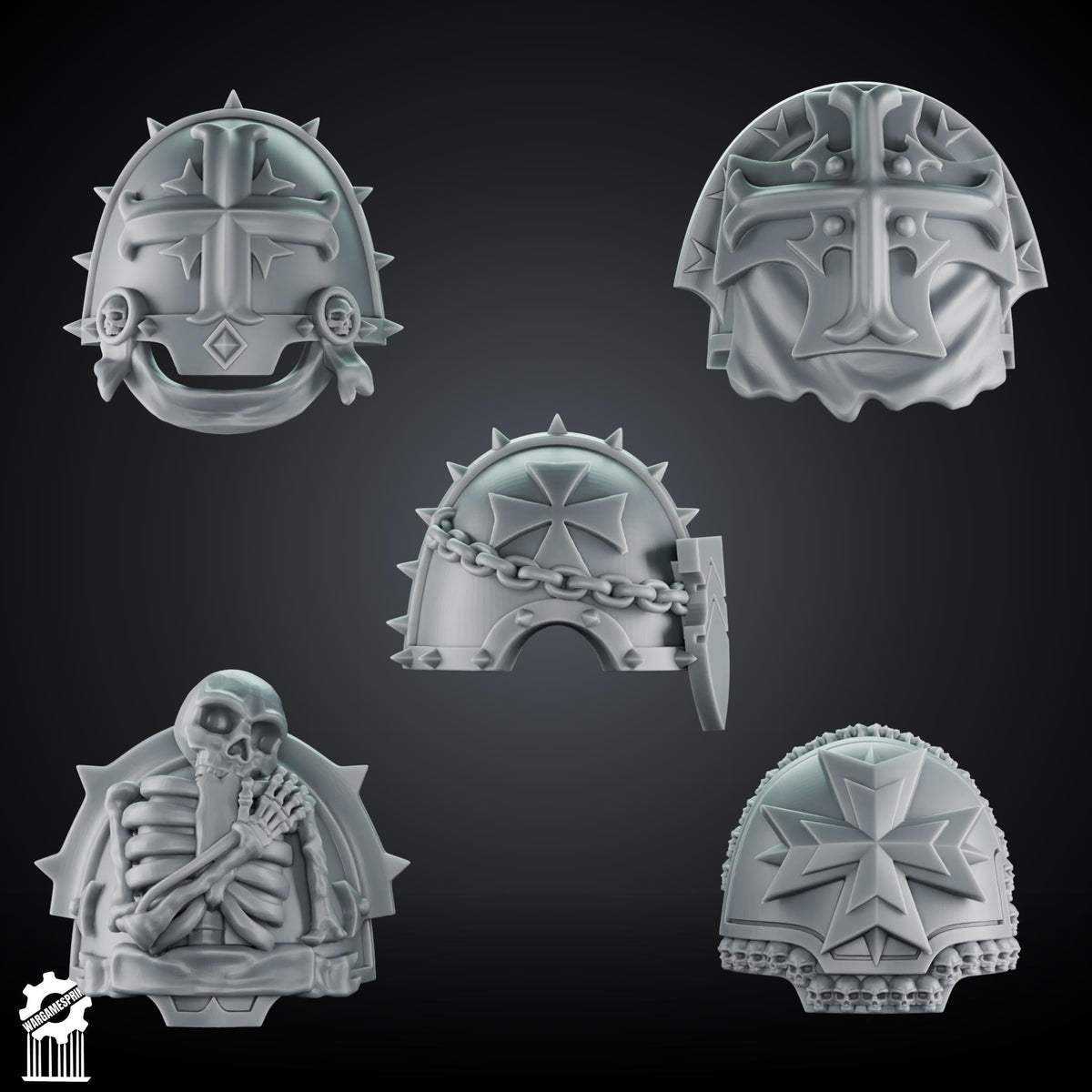 3d Printed Marine Crusader Big Shoulders Set #2 x10 by Wargames Print