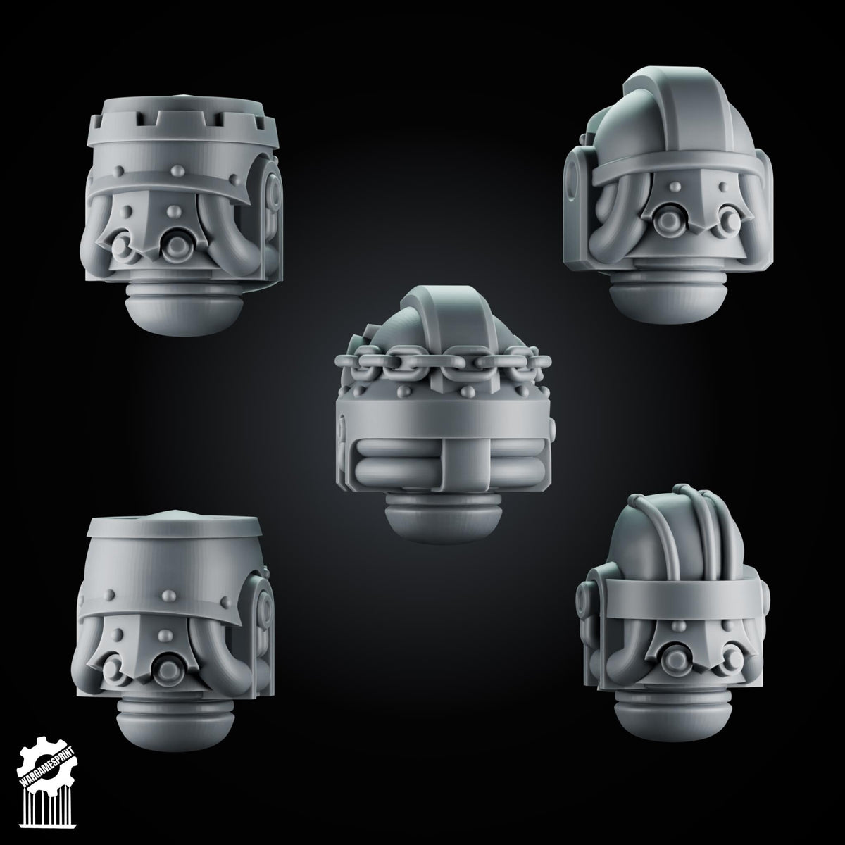 3d Printed Crusader Helmets Set #8 x10 by Wargames Print