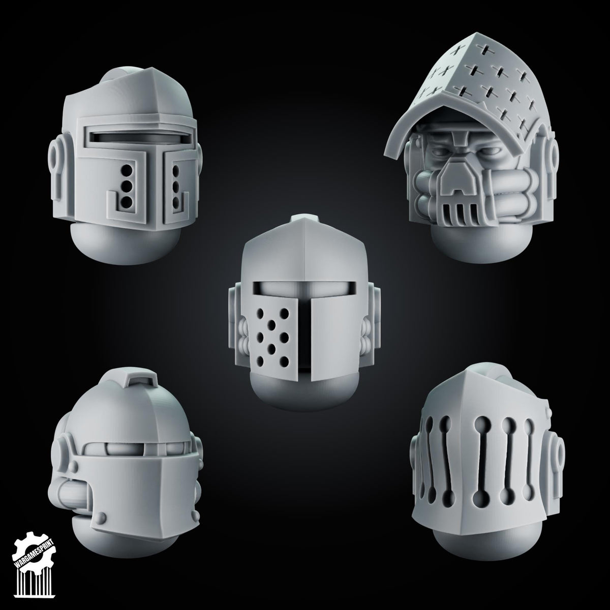 3d Printed Crusader Helmets Set #1 x10 by Wargames Print