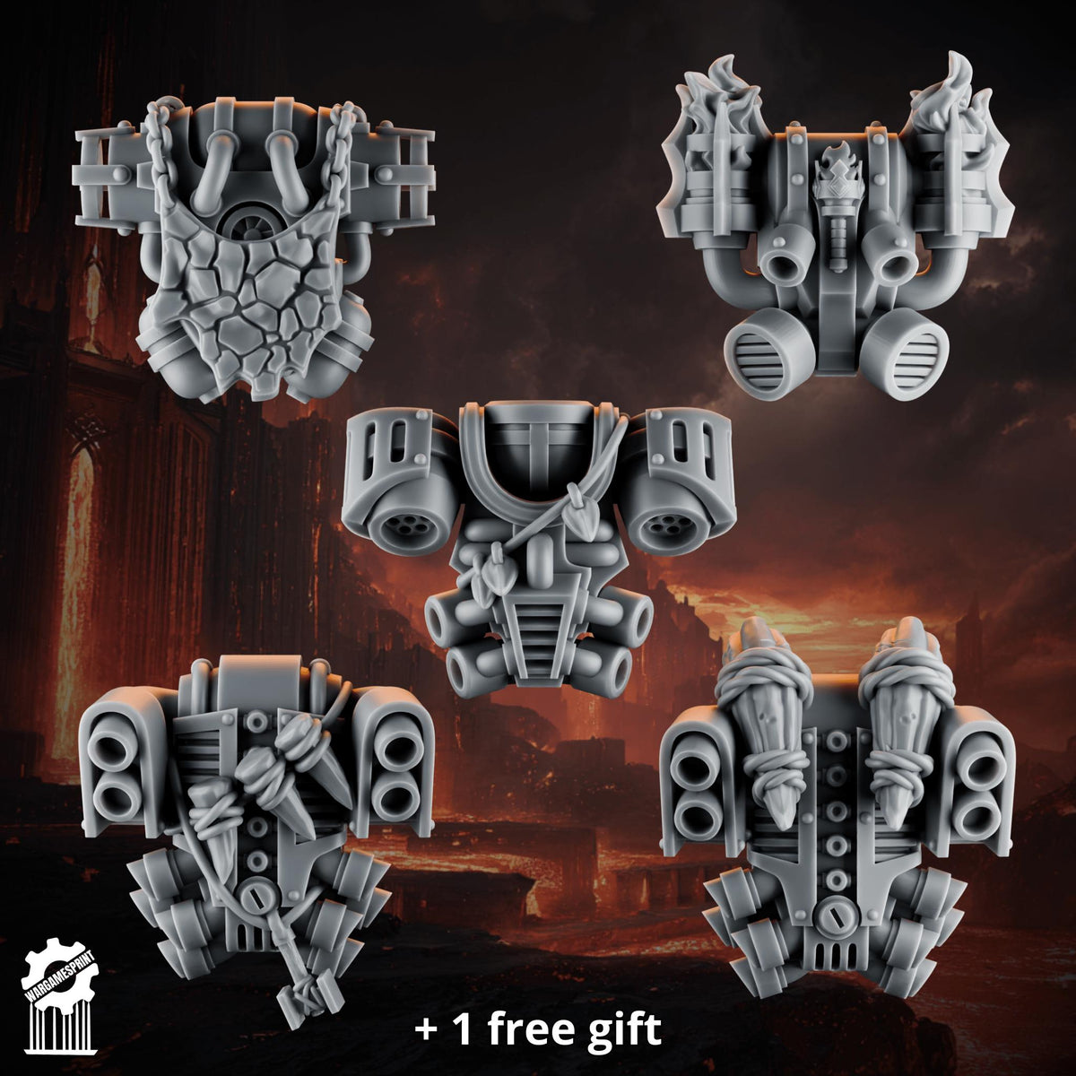 3d Printed Emberforge Backpacks Set 1 x10 by Wargames Print