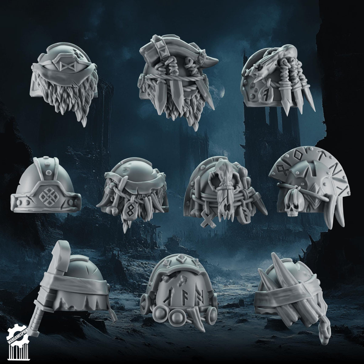 3d Printed Marine Viking Shoulders x10 by Wargames Print