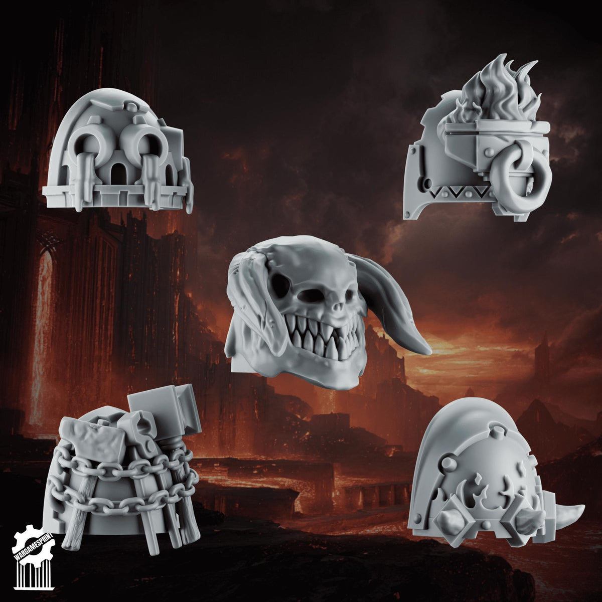 3d Printed Emberforge Shoulders Set 3 x10 by Wargames Print