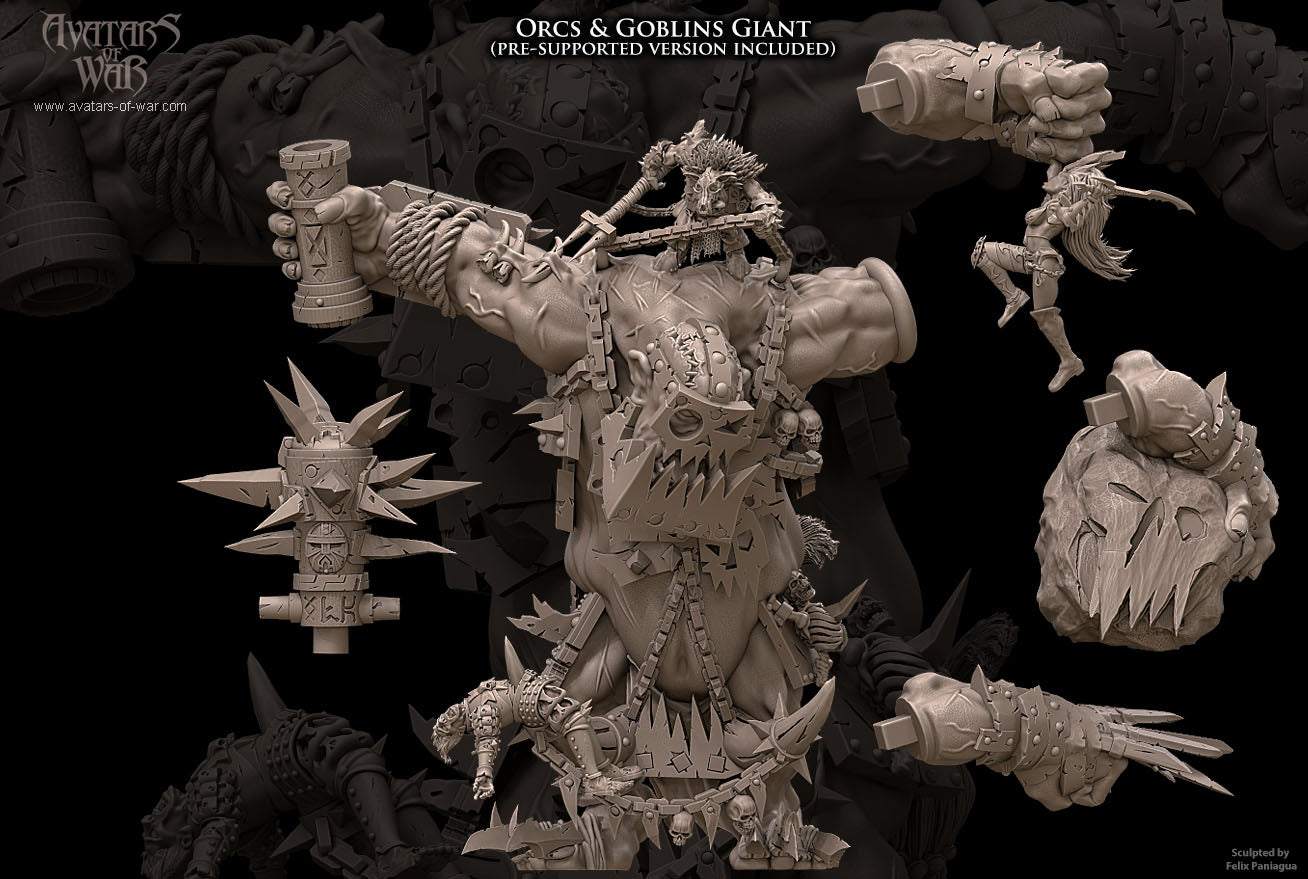 3D printed Orc and Goblin Giant by Avatars of War