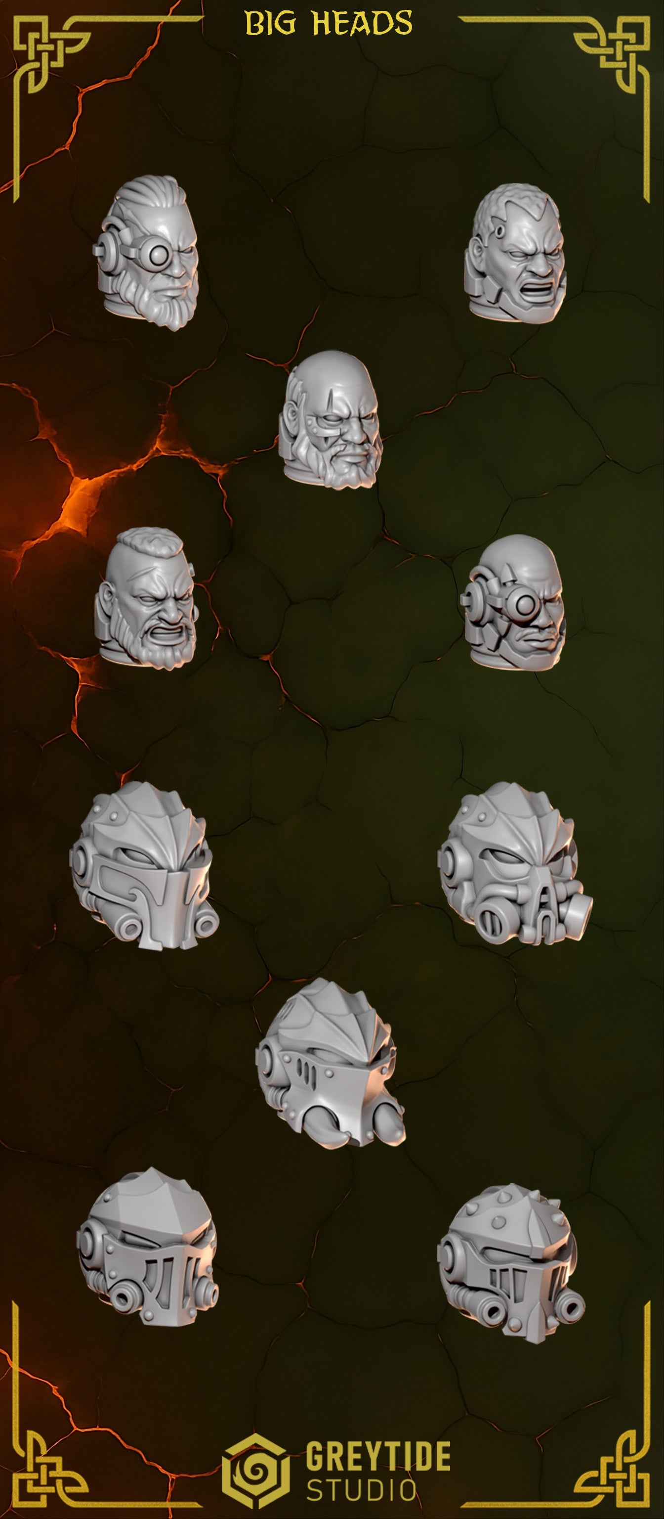 3d Printed Anvil Wardens Big Heads x10 by Greytide Studio