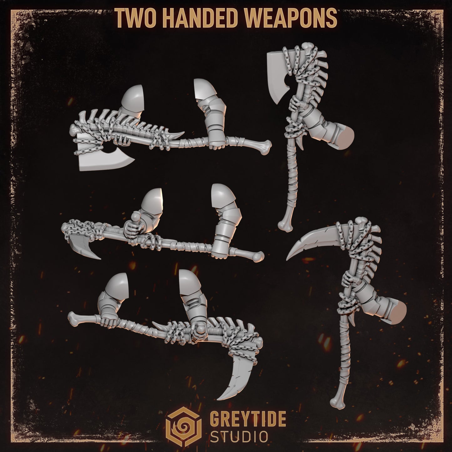 3d Printed Cursed Company 2 Handed Weapon Kit by Greytide Studio
