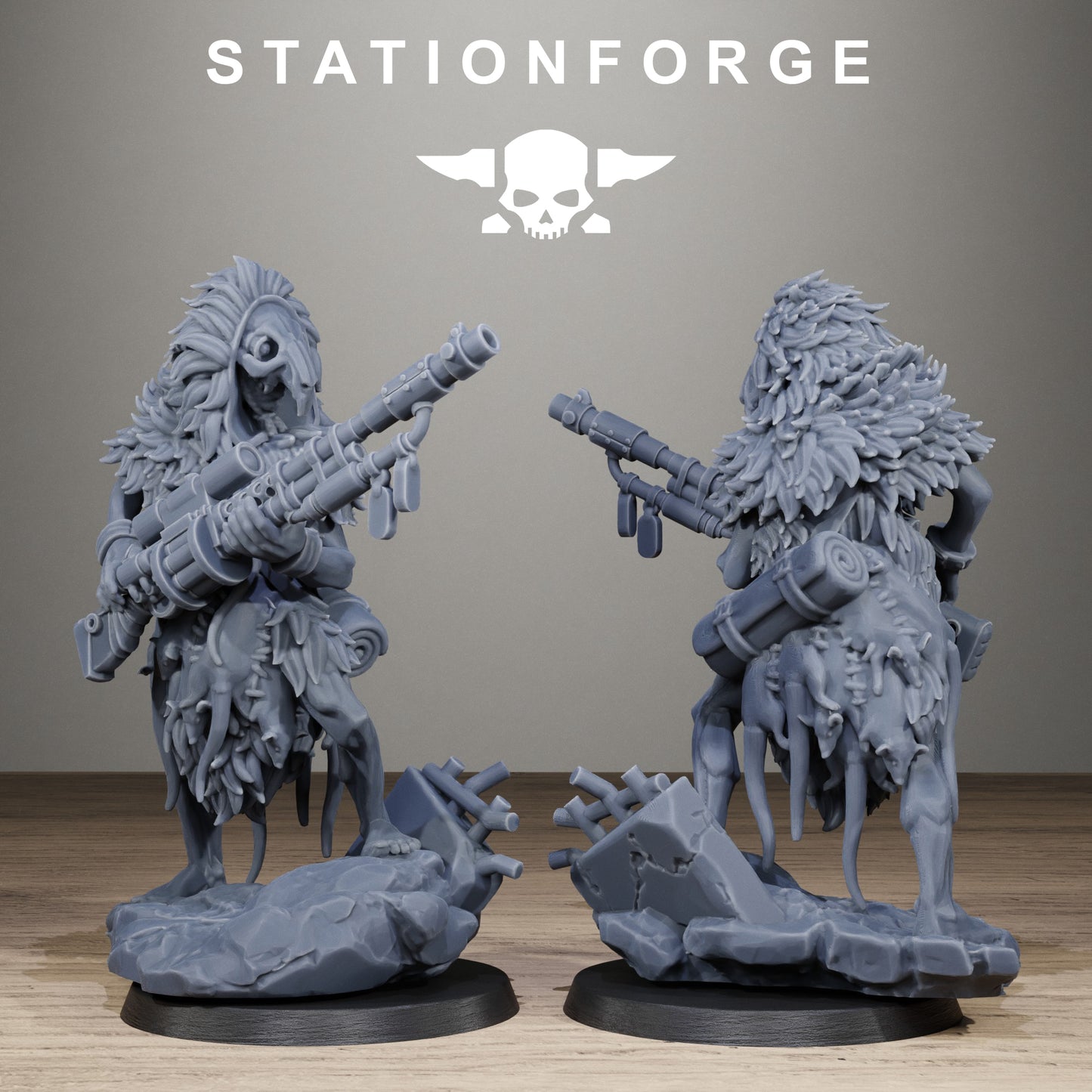 3D Printed Techno Savage Scrap Tribers by StationForge Miniatures