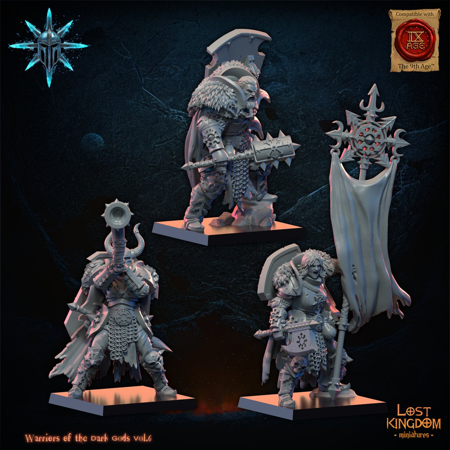 3D Printed Dark Warrior Command Group by Lost Kingdom Miniatures