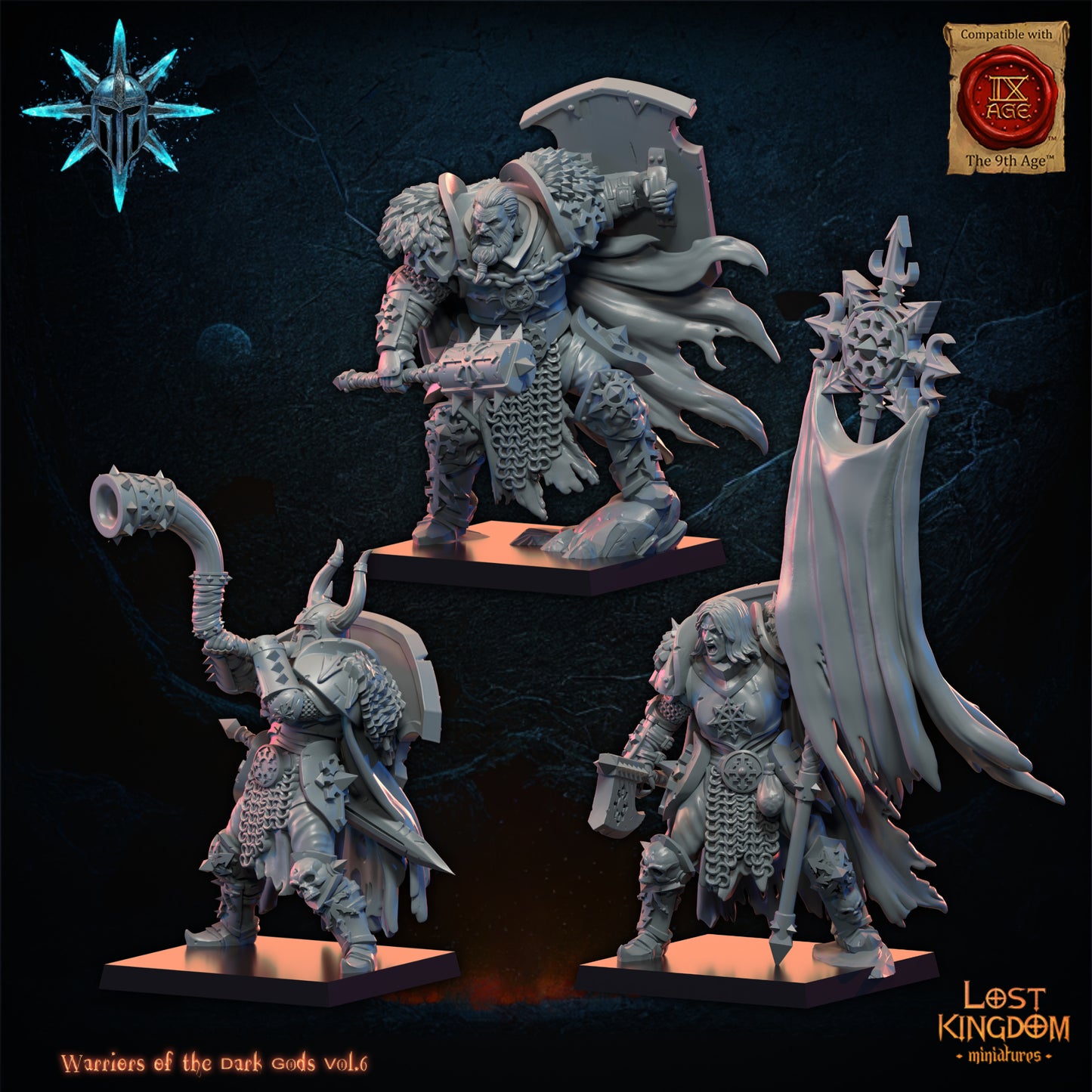 3D Printed Dark Warrior Command Group by Lost Kingdom Miniatures