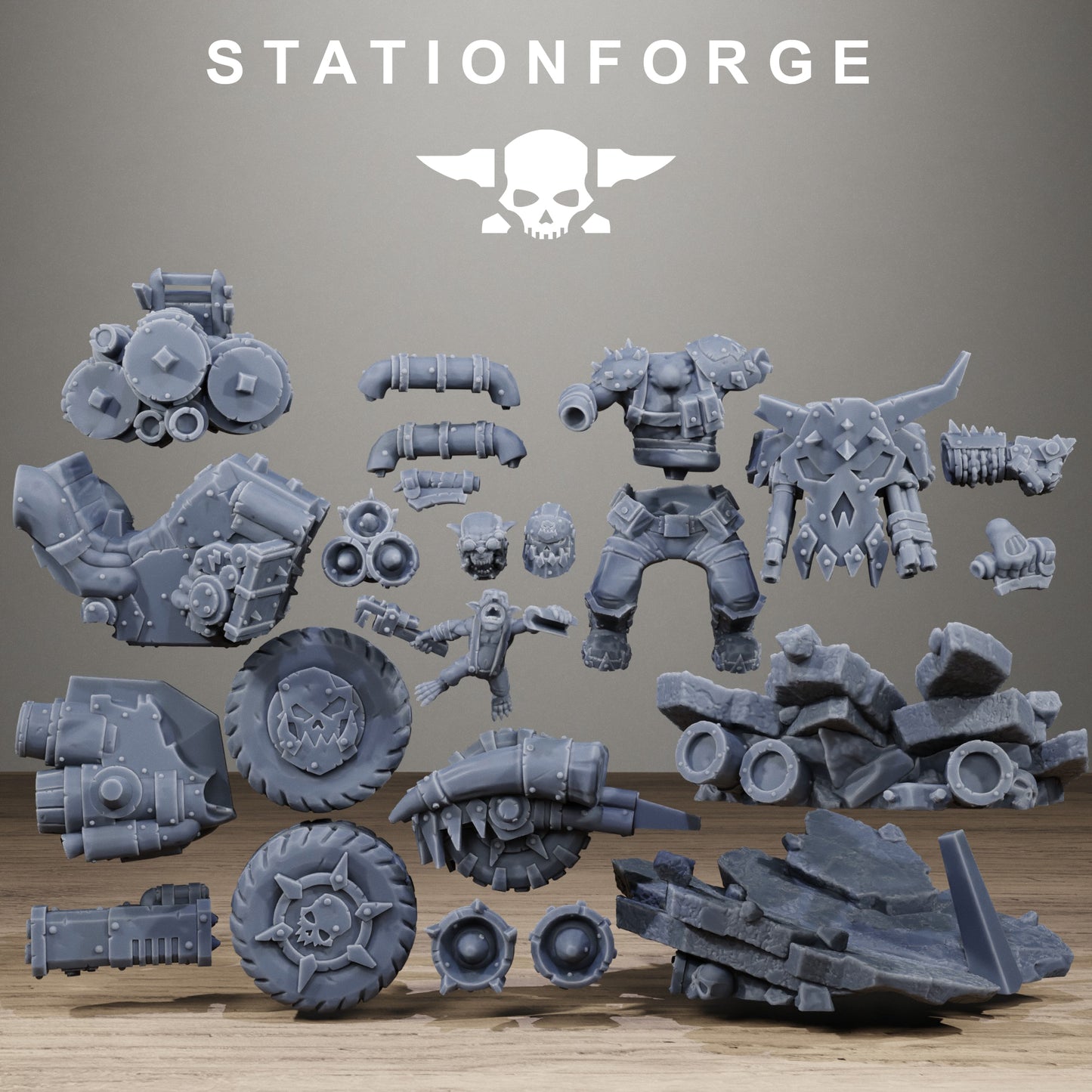 3D Printed Orkaz Biker Boss by StationForge Miniatures