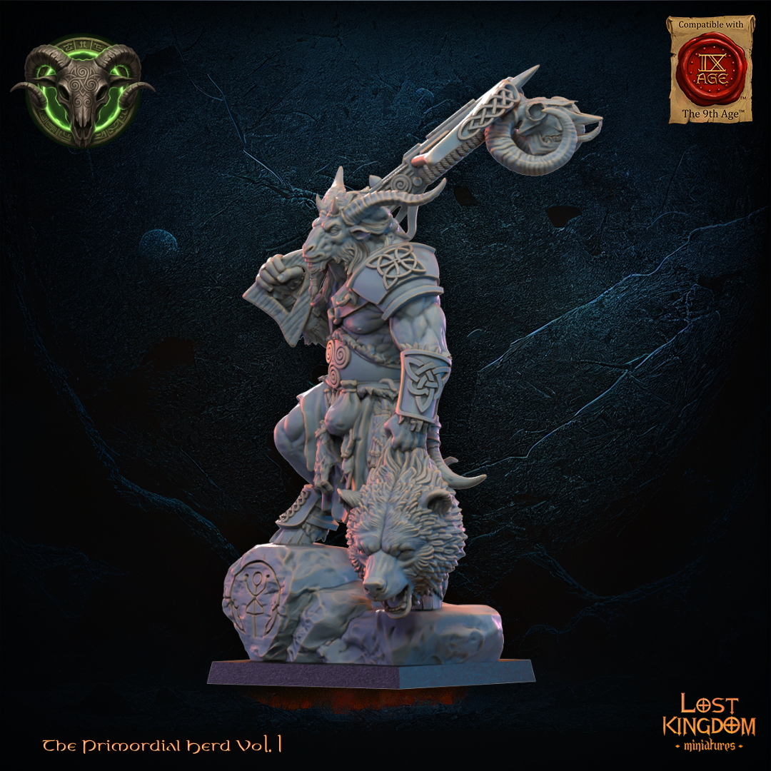 3D Printed Wildhorn Chieftan by Lost Kingdom Miniatures