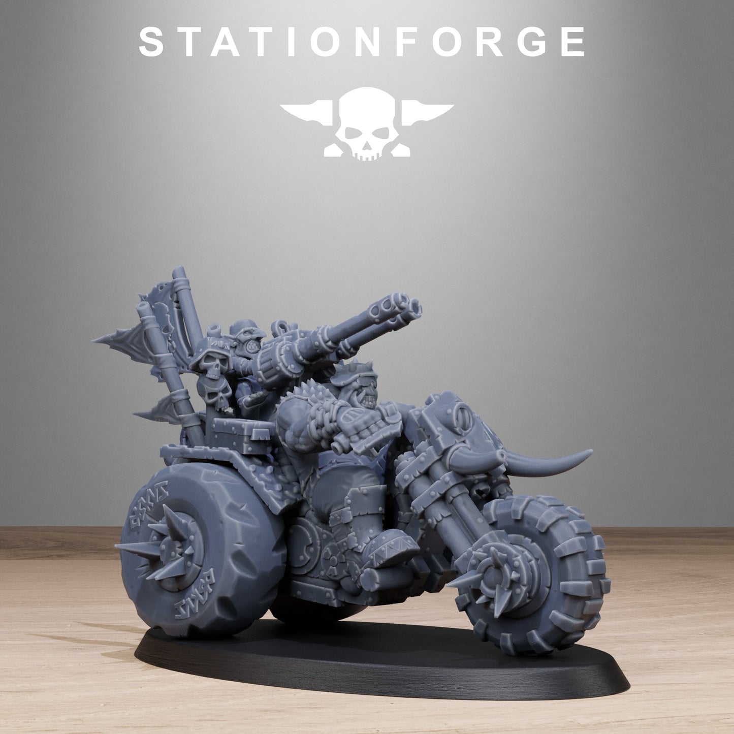 3D Printed Orkaz Bikers by StationForge Miniatures