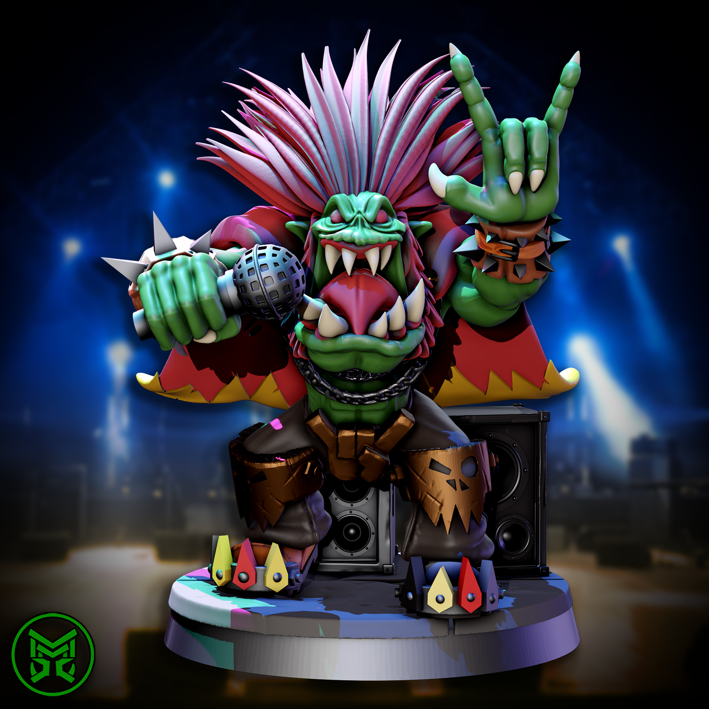 3d Printed Orc Rock Band by Mekka Miniatures