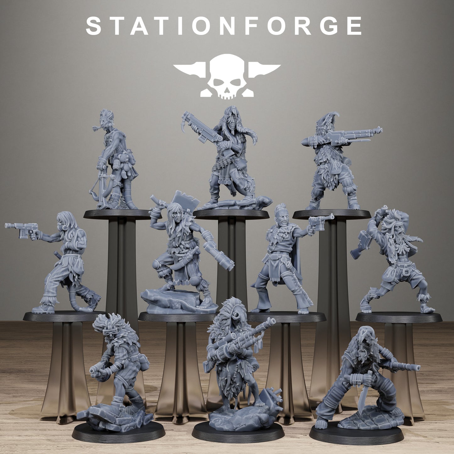 3D Printed Techno Savage Scrap Tribers by StationForge Miniatures