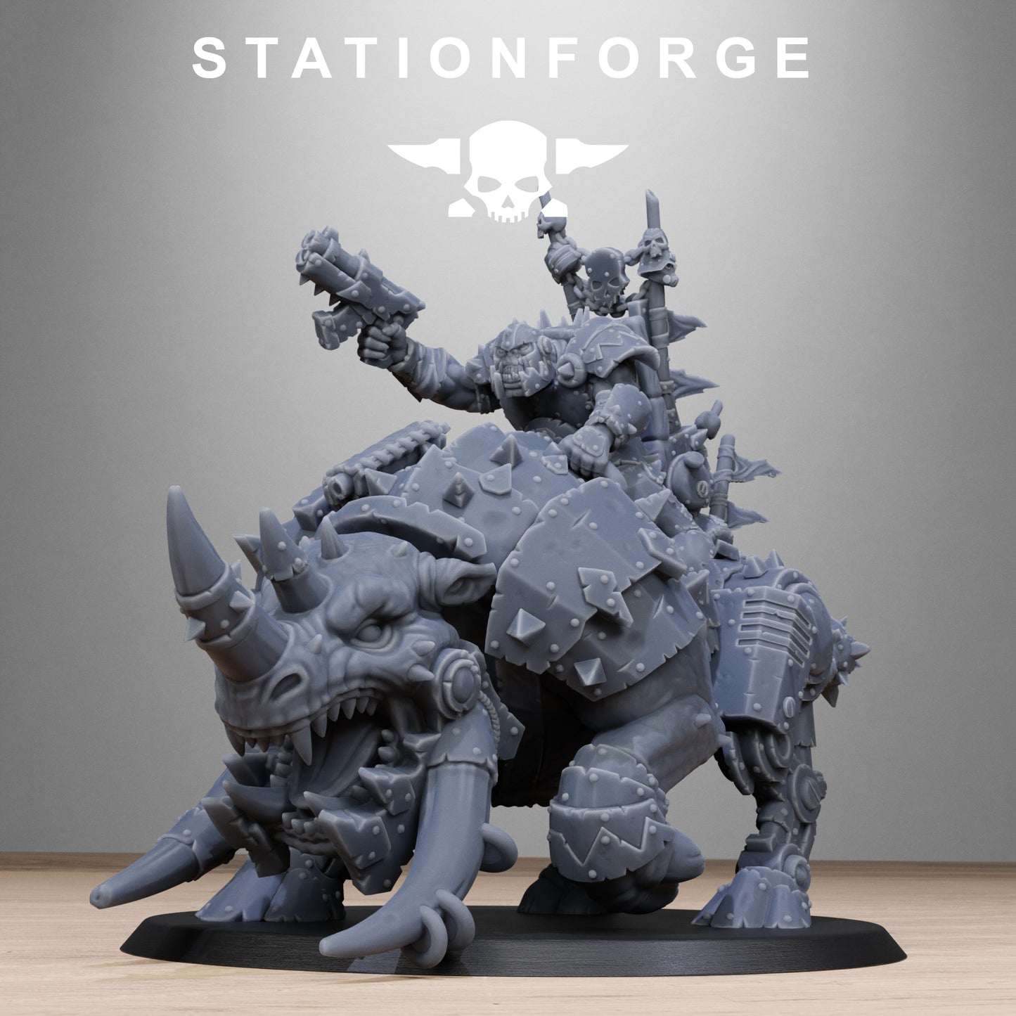 3D Printed Orkaz Brast-Rider Warlord by StationForge Miniatures