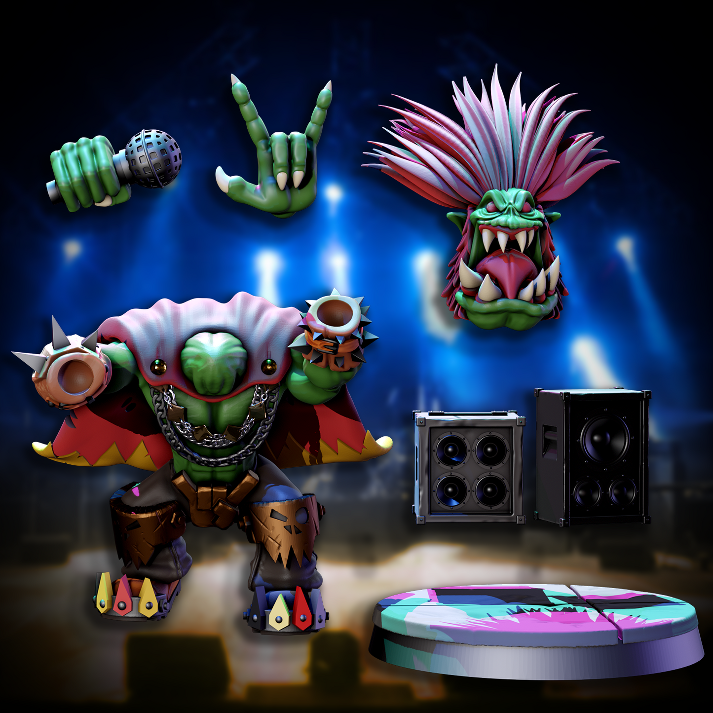 3d Printed Orc Rock Band by Mekka Miniatures