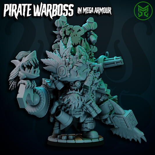 3d Printed Pirate War Boss in Mega Armor by Mekka Miniatures