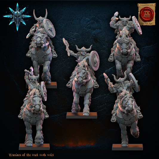 3D Printed Chaos Barbarian Cavalry Regiment by Lost Kingdom Miniatures