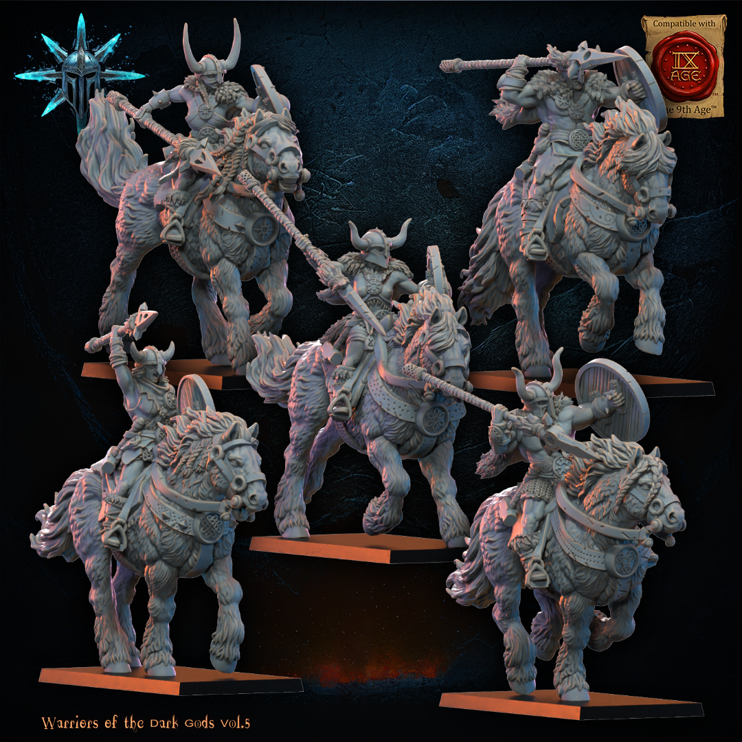 3D Printed Chaos Barbarian Cavalry Regiment by Lost Kingdom Miniatures